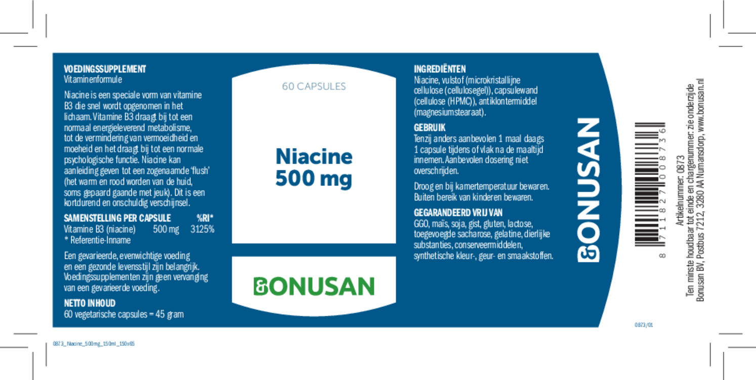 Niacine 500mg Capsules afbeelding van document #1, etiket
