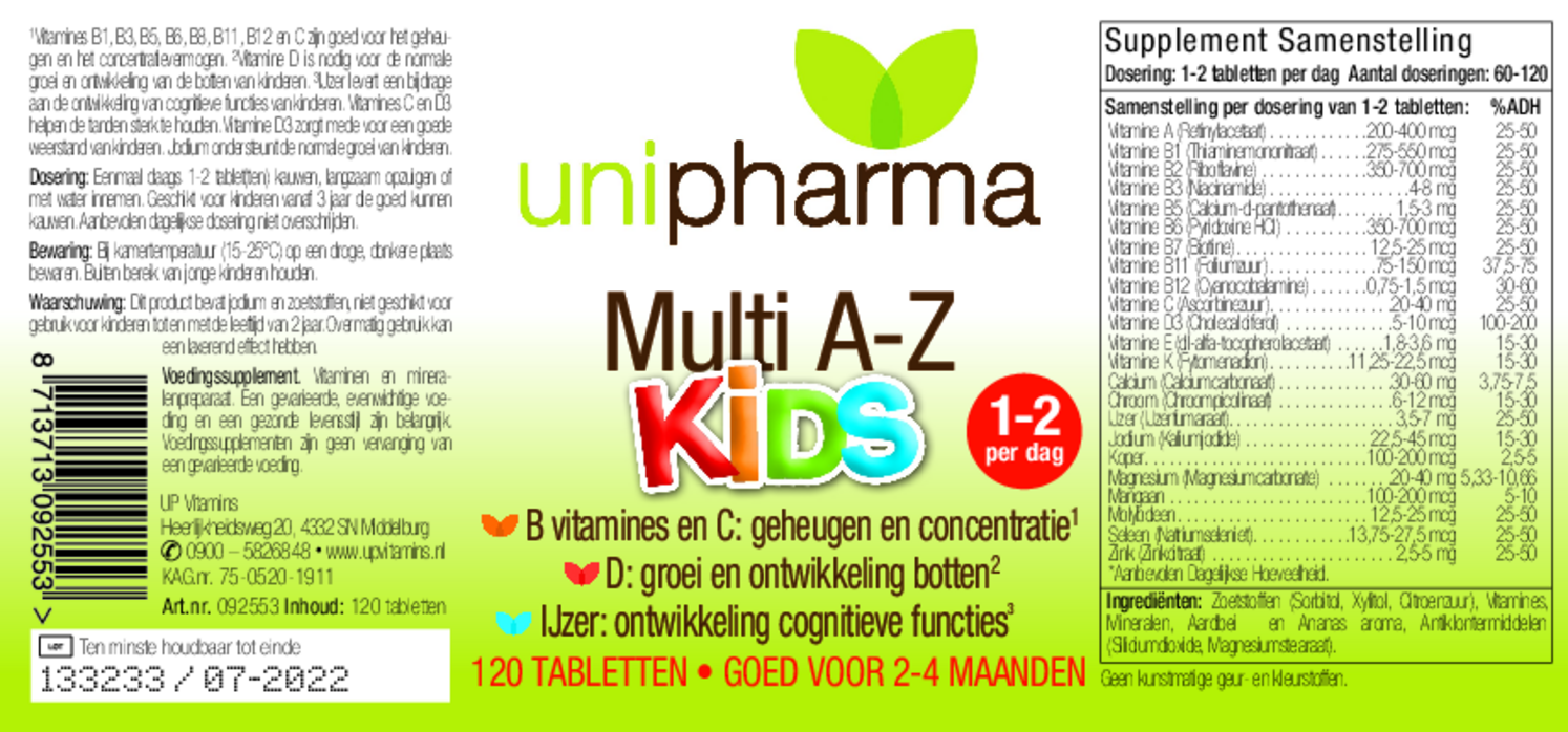 Multi A-Z Kids Tabletten afbeelding van document #1, etiket