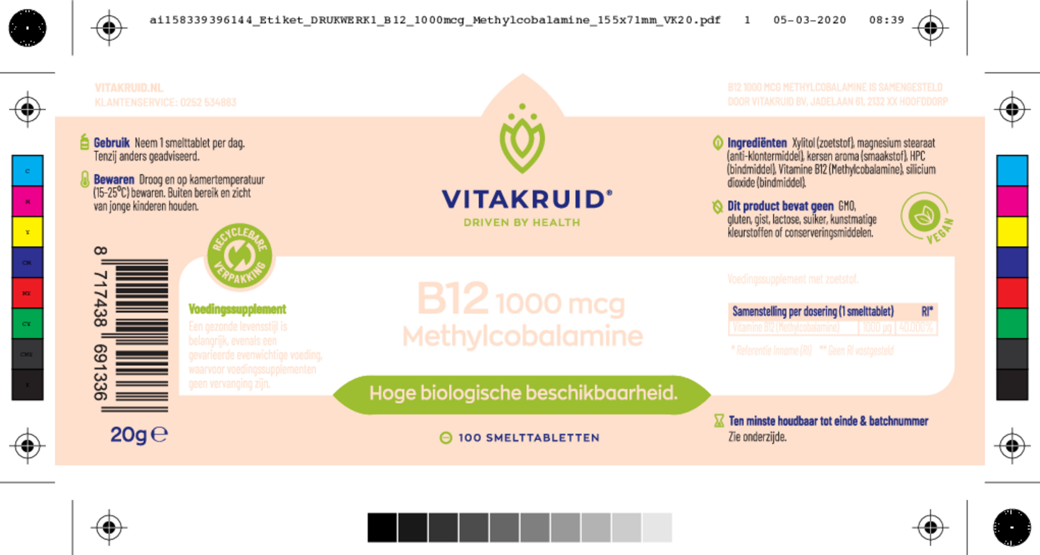 B12 1000mcg Methylcobalamine Smelttabletten afbeelding van document #1, etiket