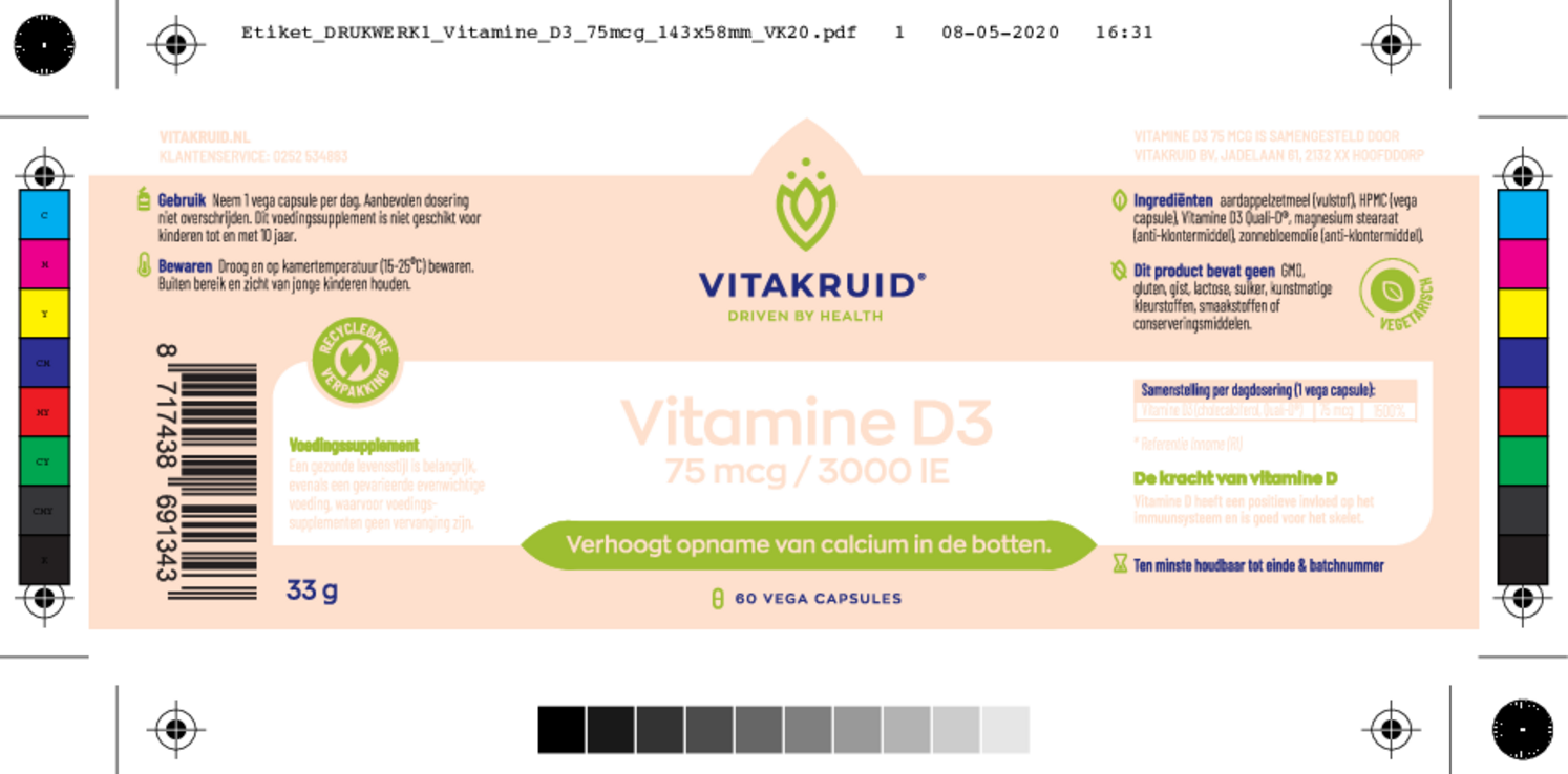 Vitamine D3 75 Mcg Capsules afbeelding van document #1, etiket