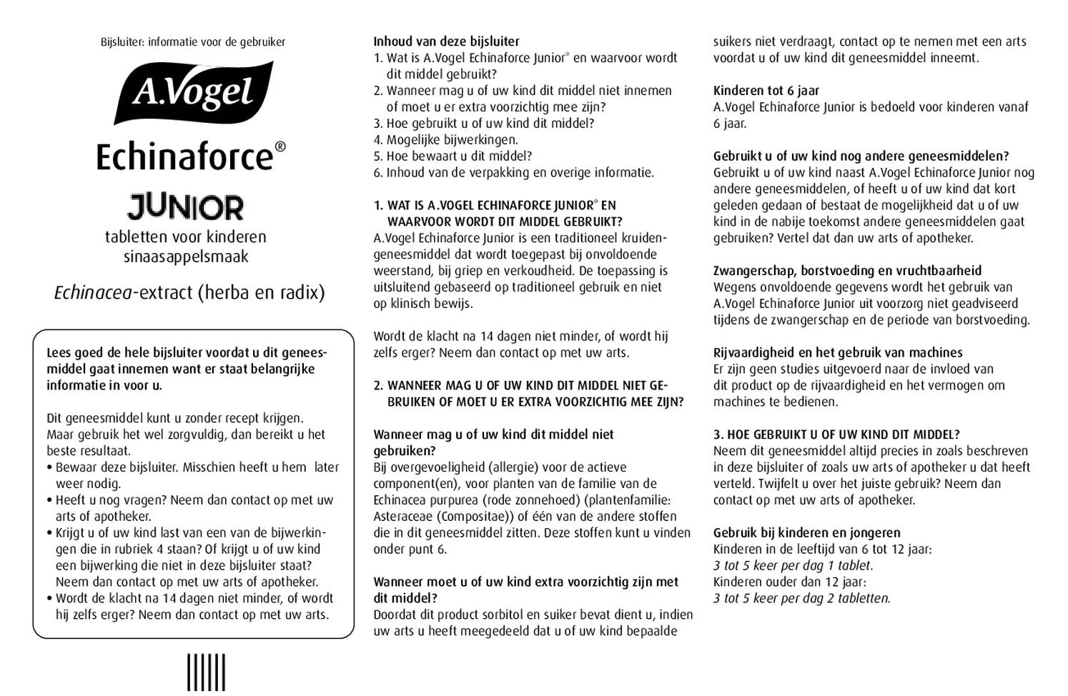 Echinaforce Junior Tabletten afbeelding van document #1, bijsluiter