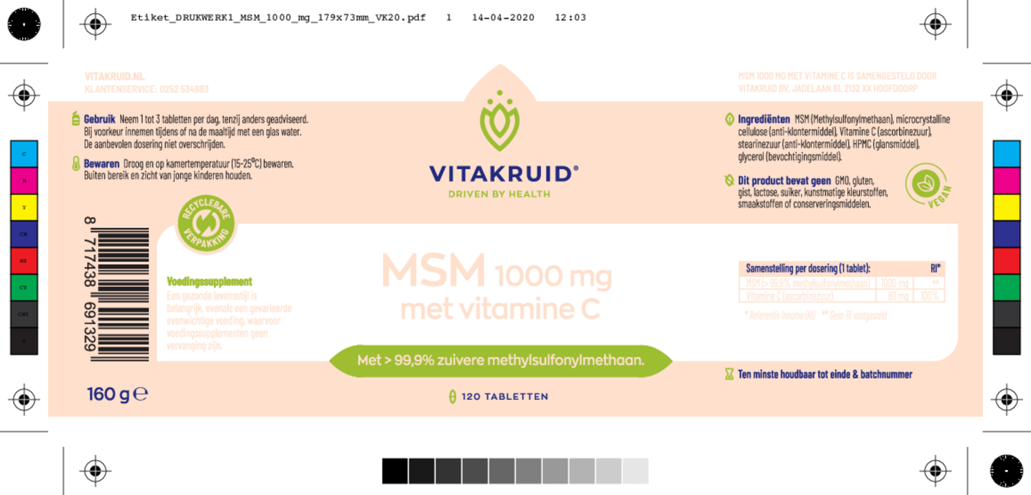 MSM 1000mg met Vitamine C Tabletten afbeelding van document #1, etiket