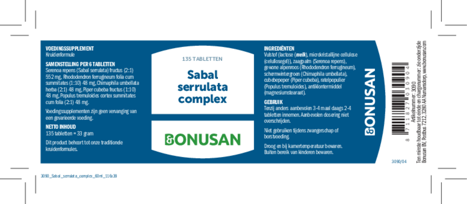 Sabal Serrulata Complex Tabletten afbeelding van document #1, etiket