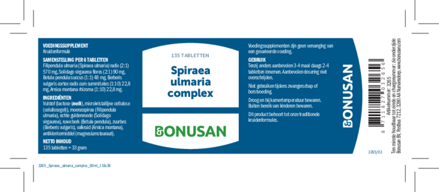 Spiraea Ulmaria Complex Tabletten afbeelding van document #1, etiket