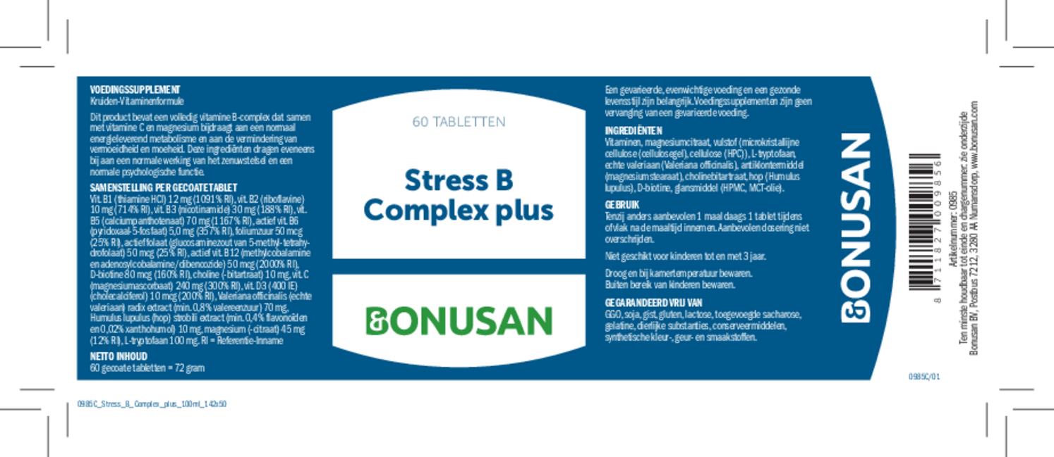 Stress B Complex Plus Tabletten afbeelding van document #1, etiket