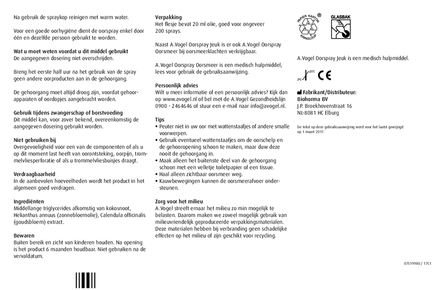 Oorspray Oorsmeer 20ML + Oorspray Jeuk 20ML Combiverpakking afbeelding van document #4, gebruiksaanwijzing