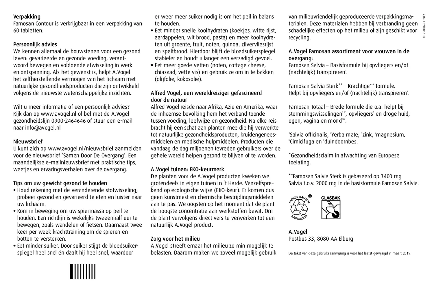 Famosan Overgang Totaal Tabletten 60ST + Overgang Gewichtsbeheersing* Tabletten 60TB Combiverpakking afbeelding van document #4, gebruiksaanwijzing