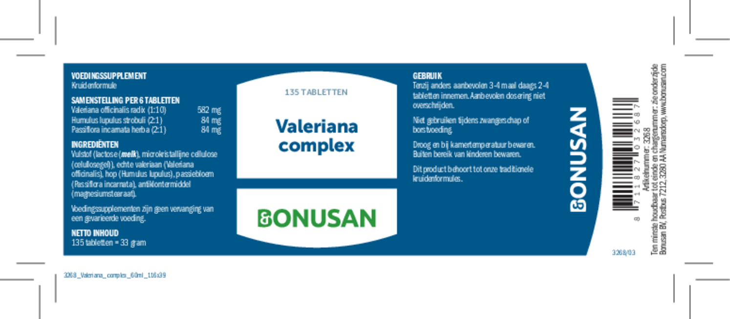 Valeriana Complex Tabletten afbeelding van document #1, etiket