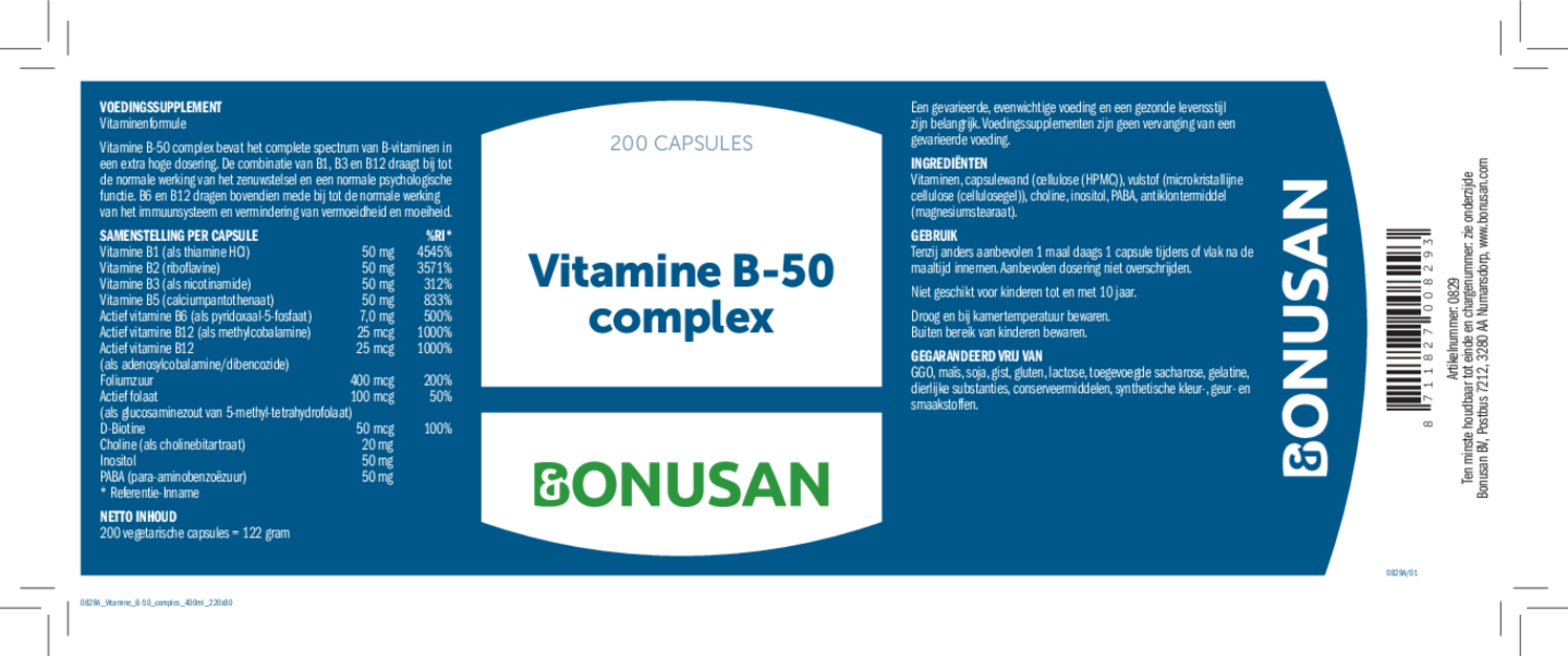 Vitamine B-50 Complex Capsules afbeelding van document #1, etiket