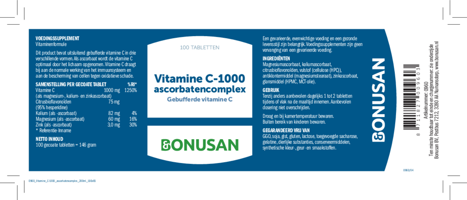 Vitamine C-1000 Ascorbatencomplex Tabletten afbeelding van document #1, etiket
