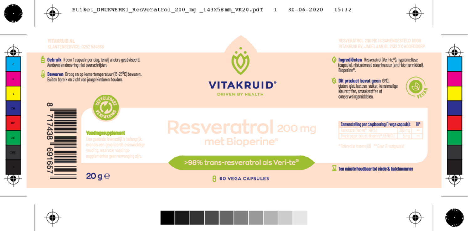 Resveratrol 200mg met Bioperine® afbeelding van document #1, etiket