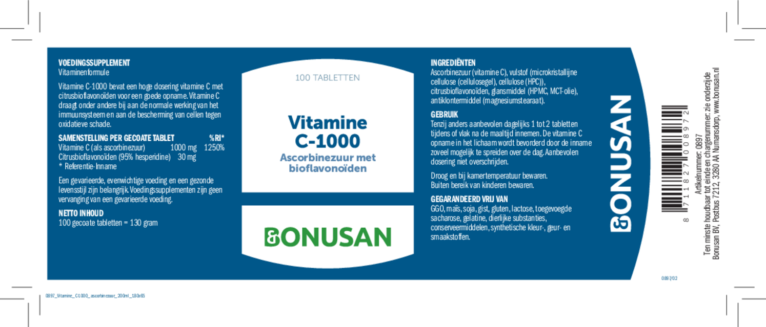 Vitamine C-1000 Ascorbinezuur Tabletten afbeelding van document #1, etiket