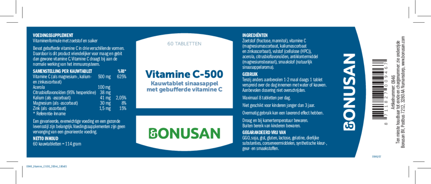Vitamine C-500 Kauwtabletten afbeelding van document #1, etiket