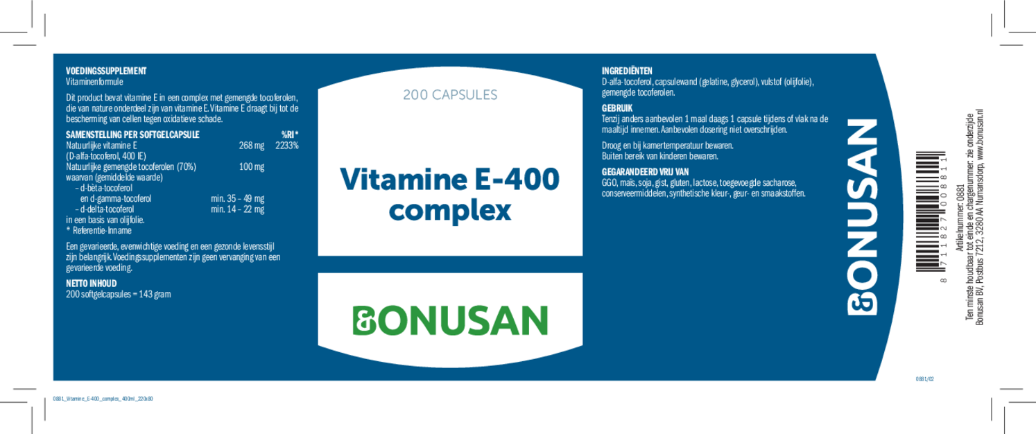 Vitamine E-400 Complex Capsules afbeelding van document #1, etiket