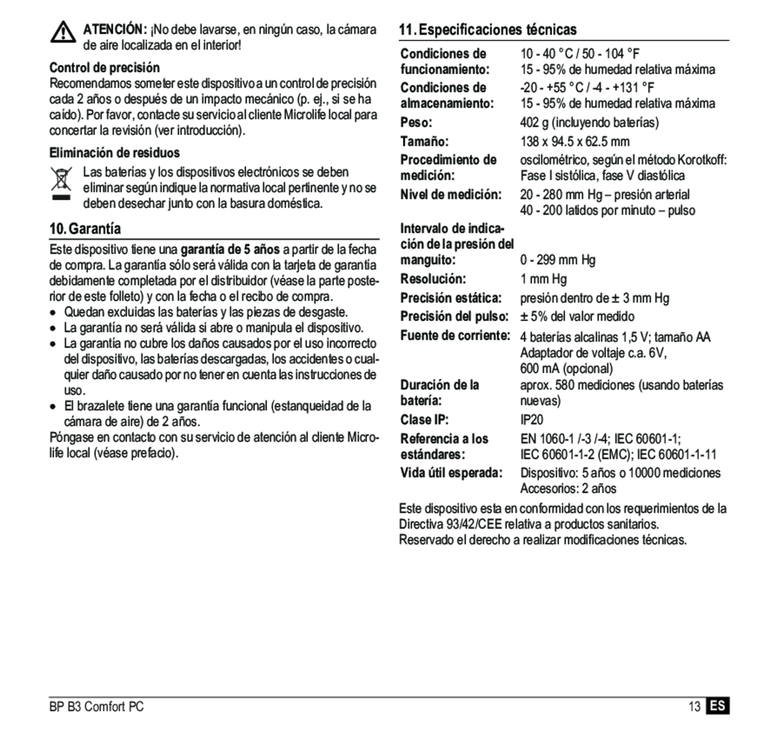Microlife BP Bloeddrukmeter B3 Comfort PC afbeelding van document #15, gebruiksaanwijzing