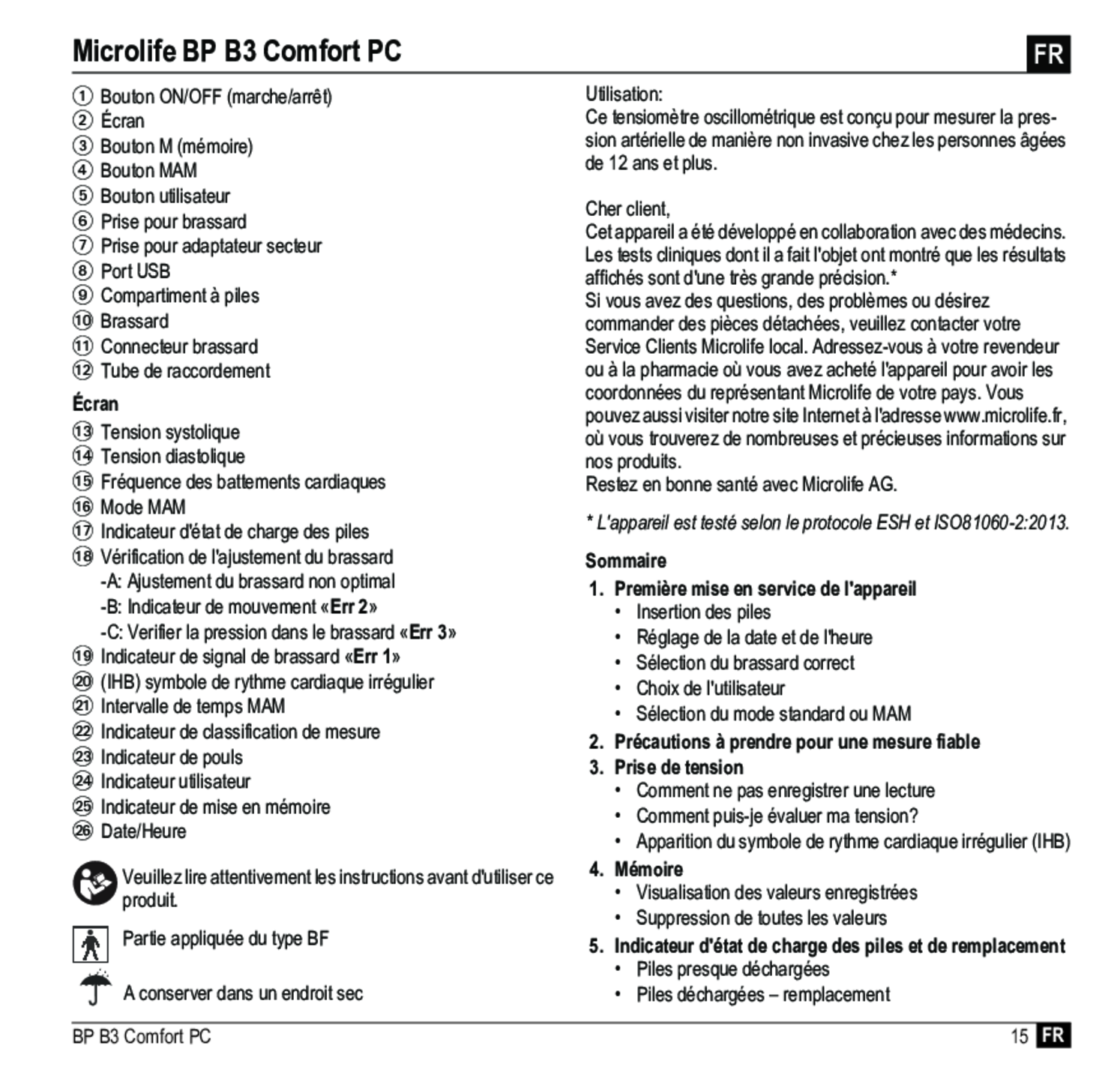 Microlife BP Bloeddrukmeter B3 Comfort PC afbeelding van document #17, gebruiksaanwijzing