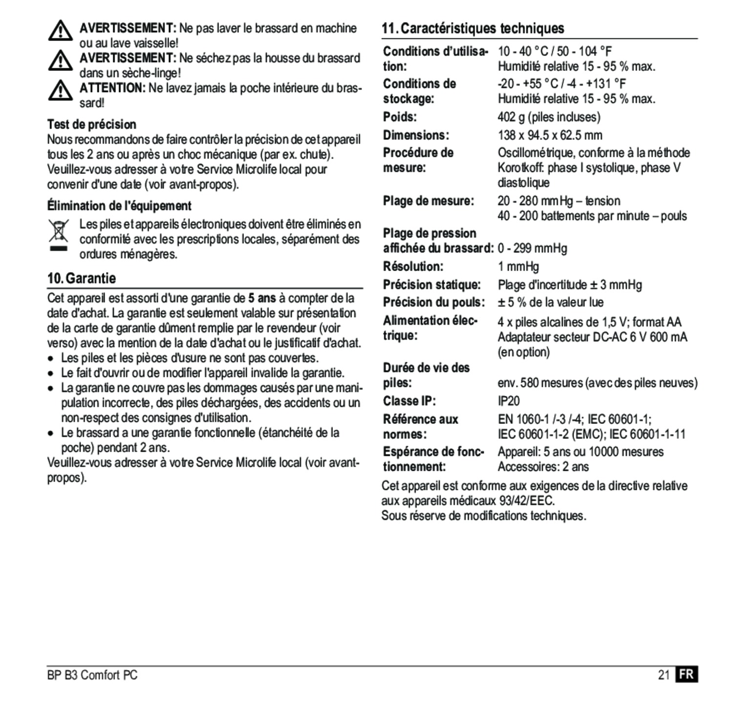 Microlife BP Bloeddrukmeter B3 Comfort PC afbeelding van document #23, gebruiksaanwijzing
