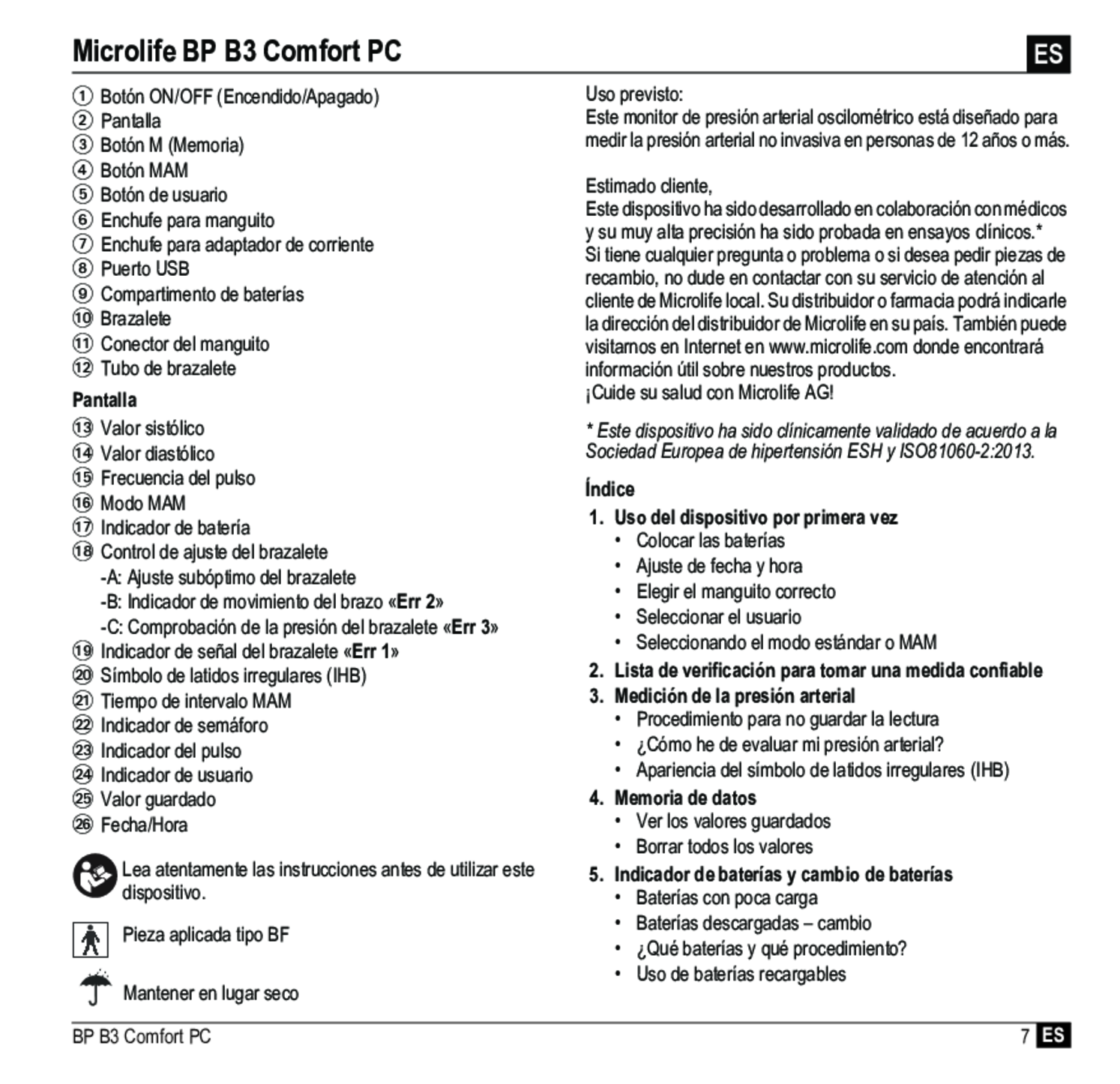 Microlife BP Bloeddrukmeter B3 Comfort PC afbeelding van document #9, gebruiksaanwijzing