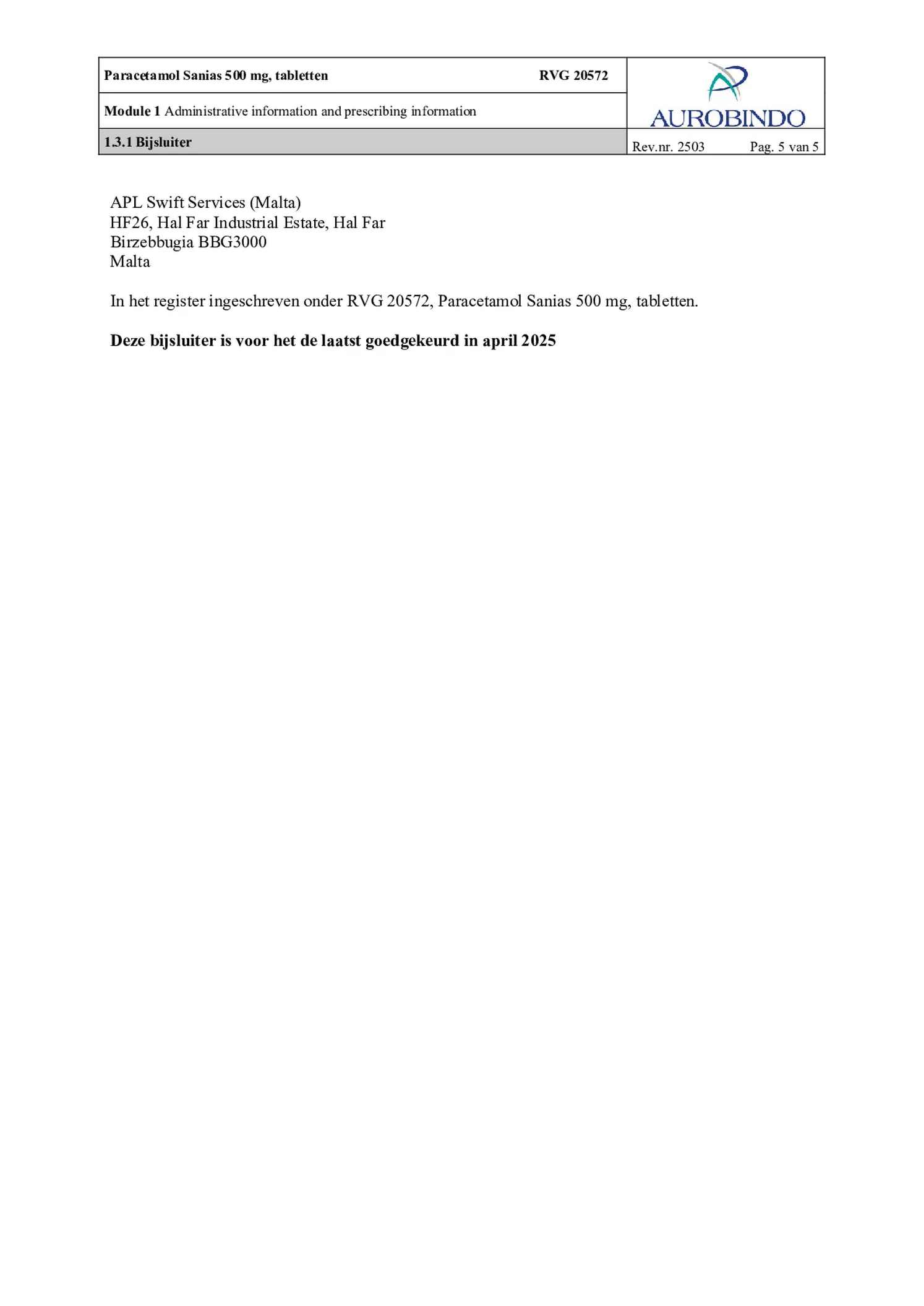 Paracetamol 500mg Tabletten afbeelding van document #5, bijsluiter