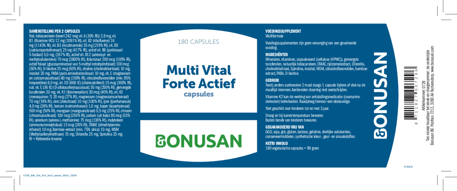 Multi Vital Forte Actief + Omega-3 MSC Combiset afbeelding van document #1, etiket