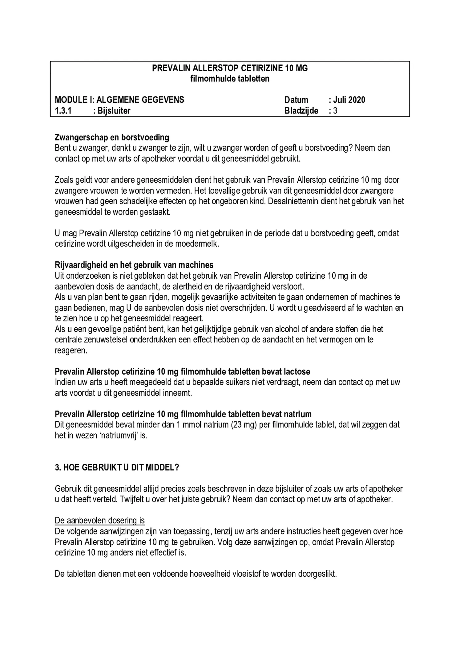 Allerstop Cetirzine 10mg Hooikoorts Tabletten afbeelding van document #3, bijsluiter