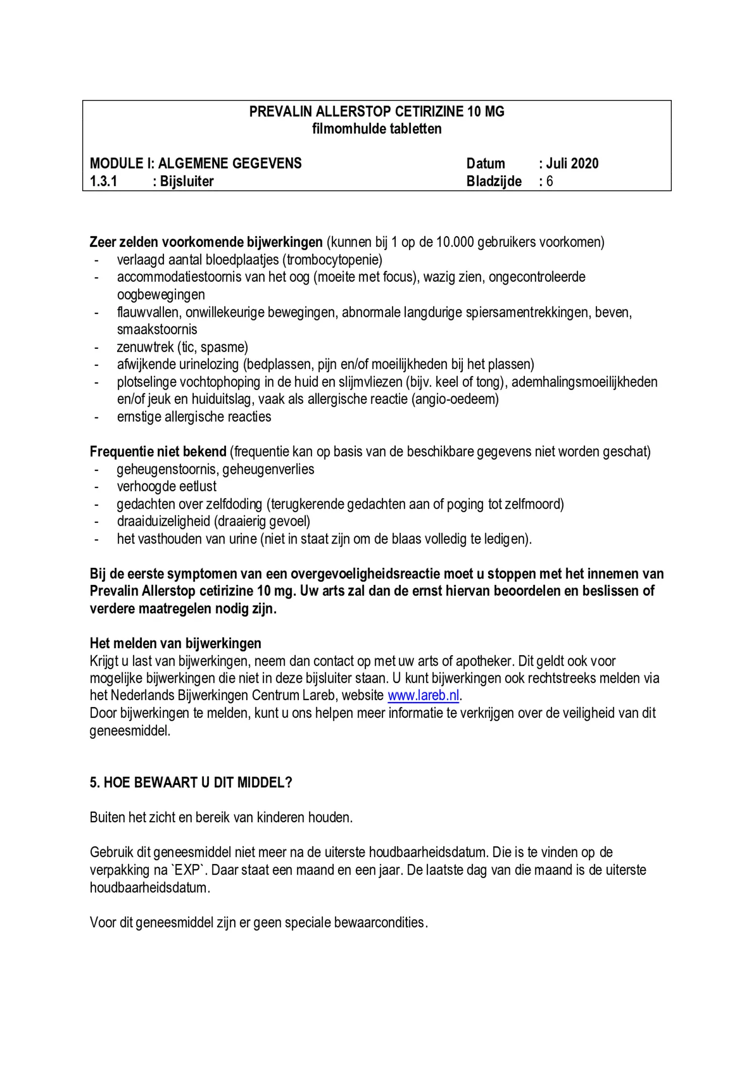 Allerstop Cetirzine 10mg Hooikoorts Tabletten afbeelding van document #6, bijsluiter