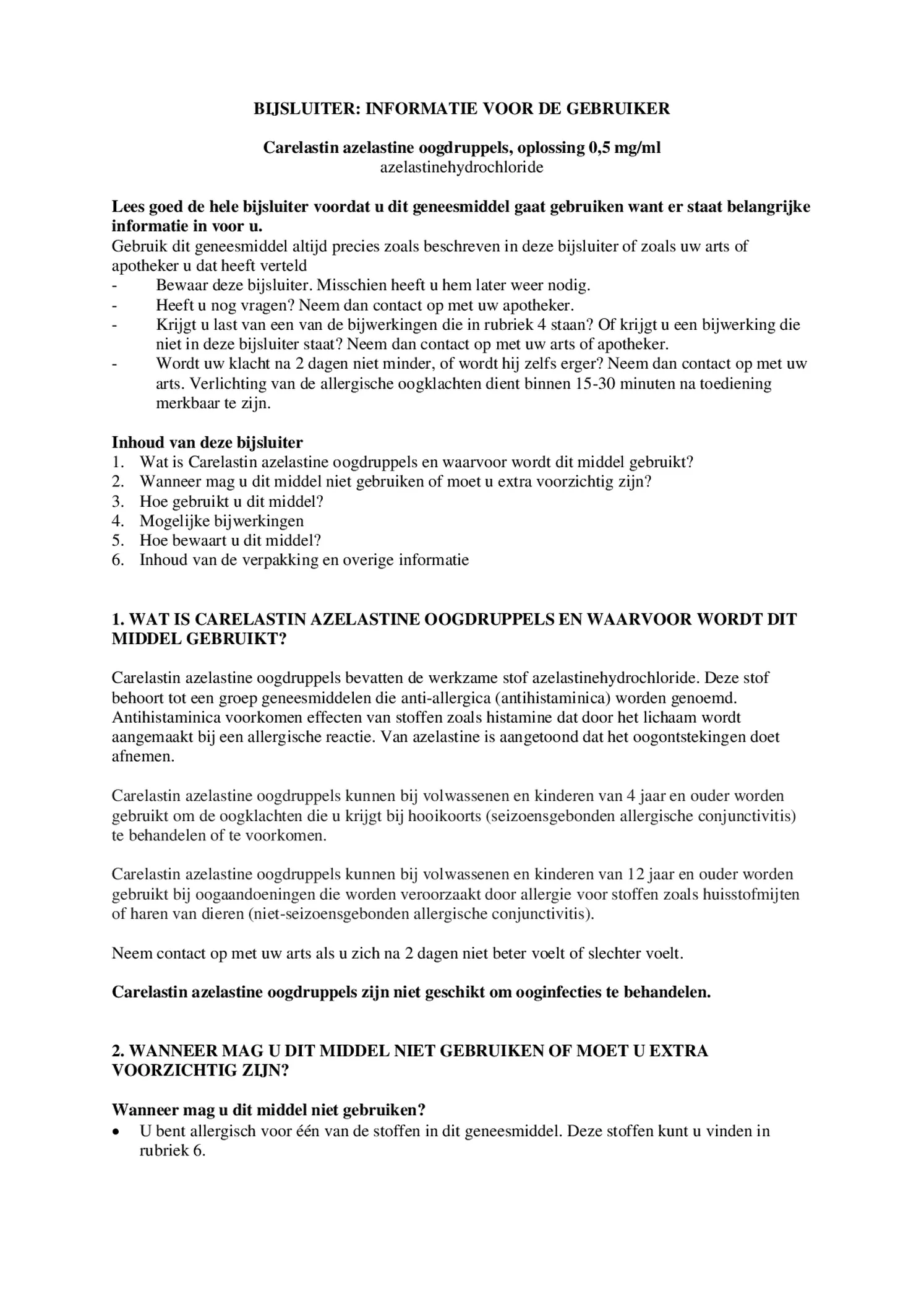 Azelastine Oogdruppels afbeelding van document #1, bijsluiter