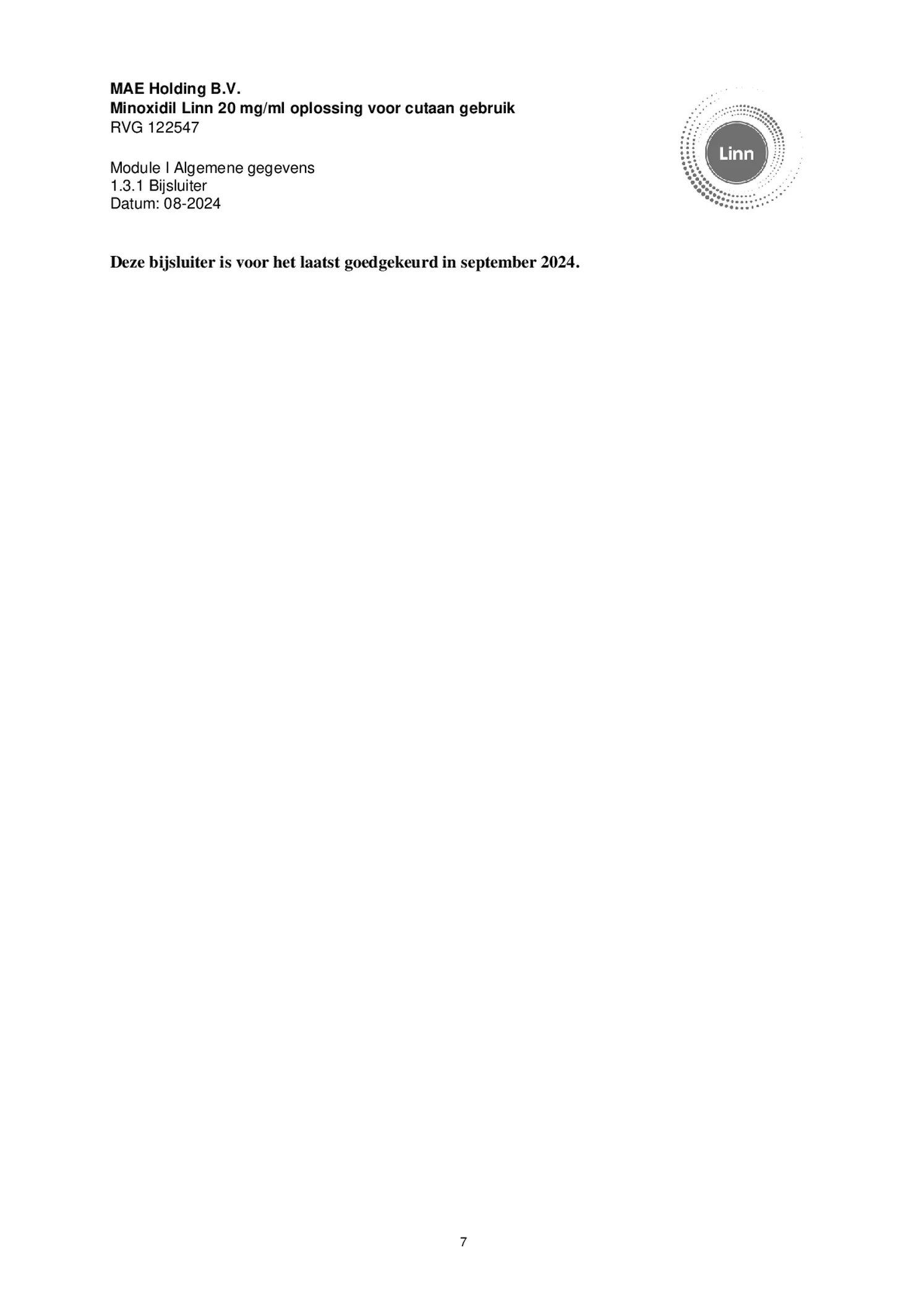 Minoxidil Linn 20 mg/ml oplossing afbeelding van document #7, bijsluiter