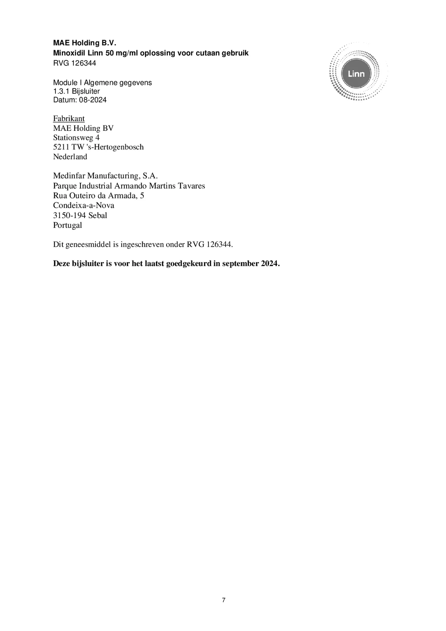 Minoxidil Linn 50 mg/ml oplossing afbeelding van document #7, bijsluiter