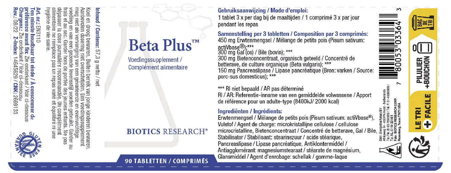 Beta Plus Tabletten afbeelding van document #1, etiket