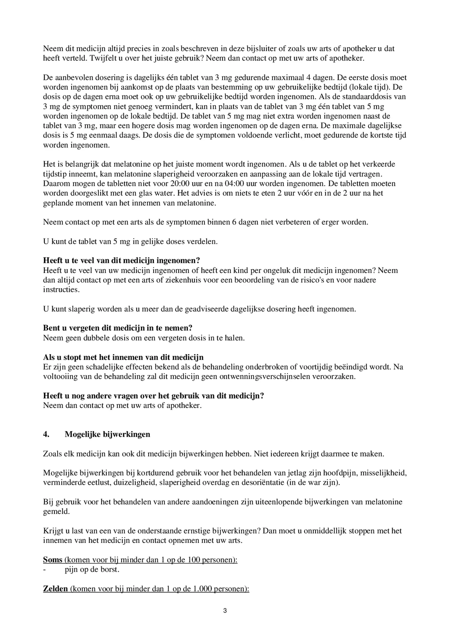 Melatonine 5mg Tabletten afbeelding van document #3, bijsluiter