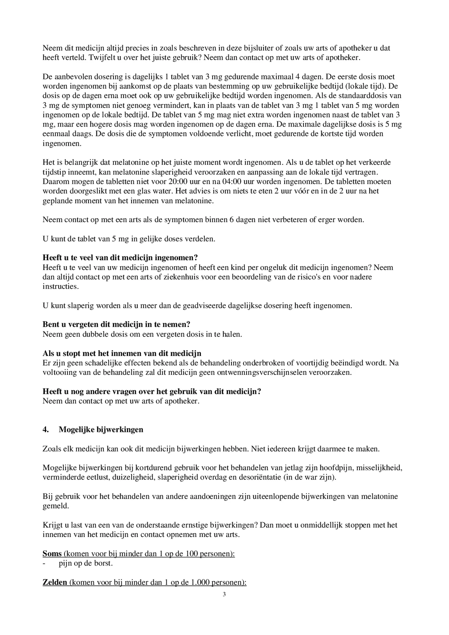 Melatonine 5 mg Tabletten afbeelding van document #3, bijsluiter