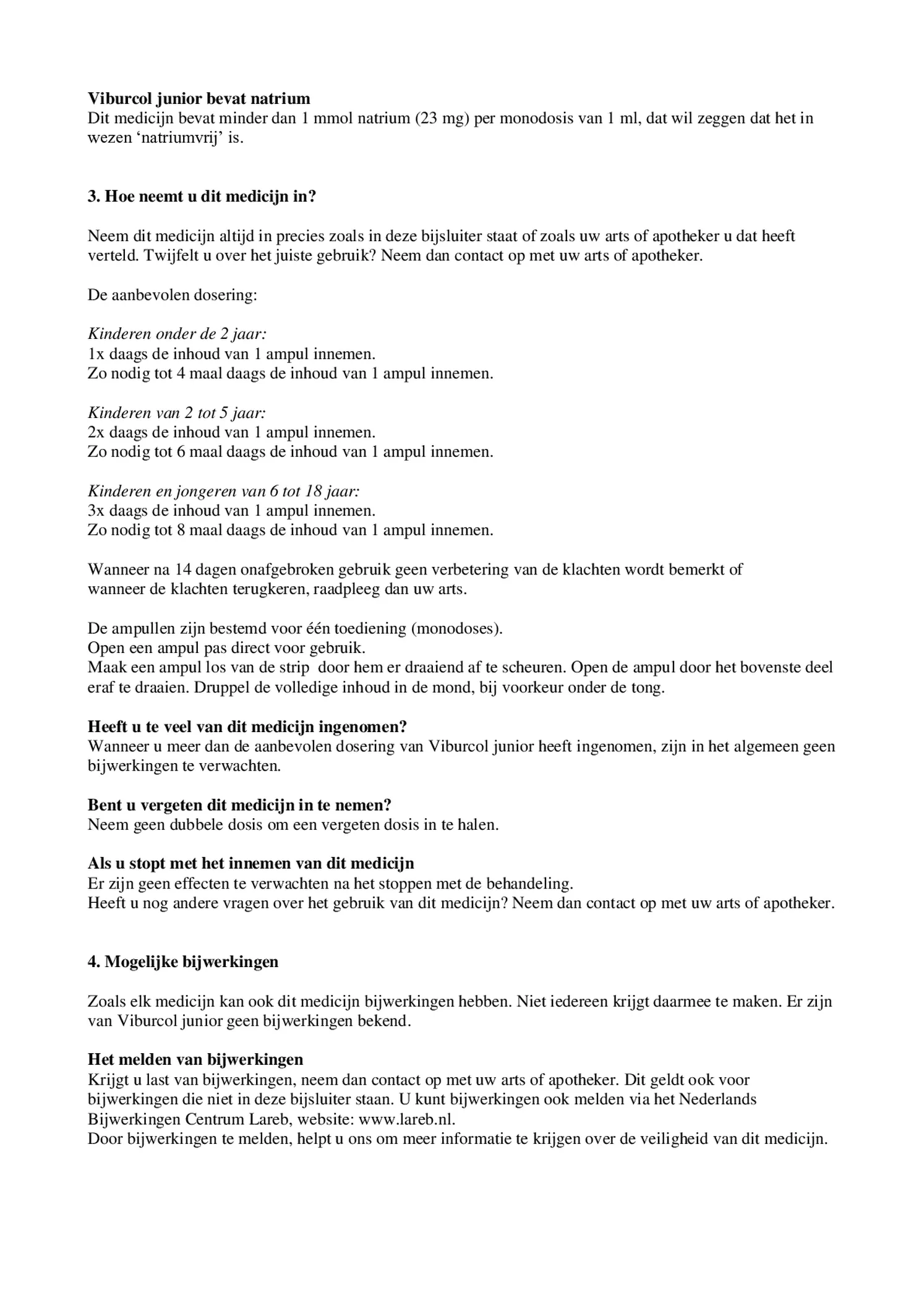 Viburcol Junior Ampullen afbeelding van document #2, bijsluiter