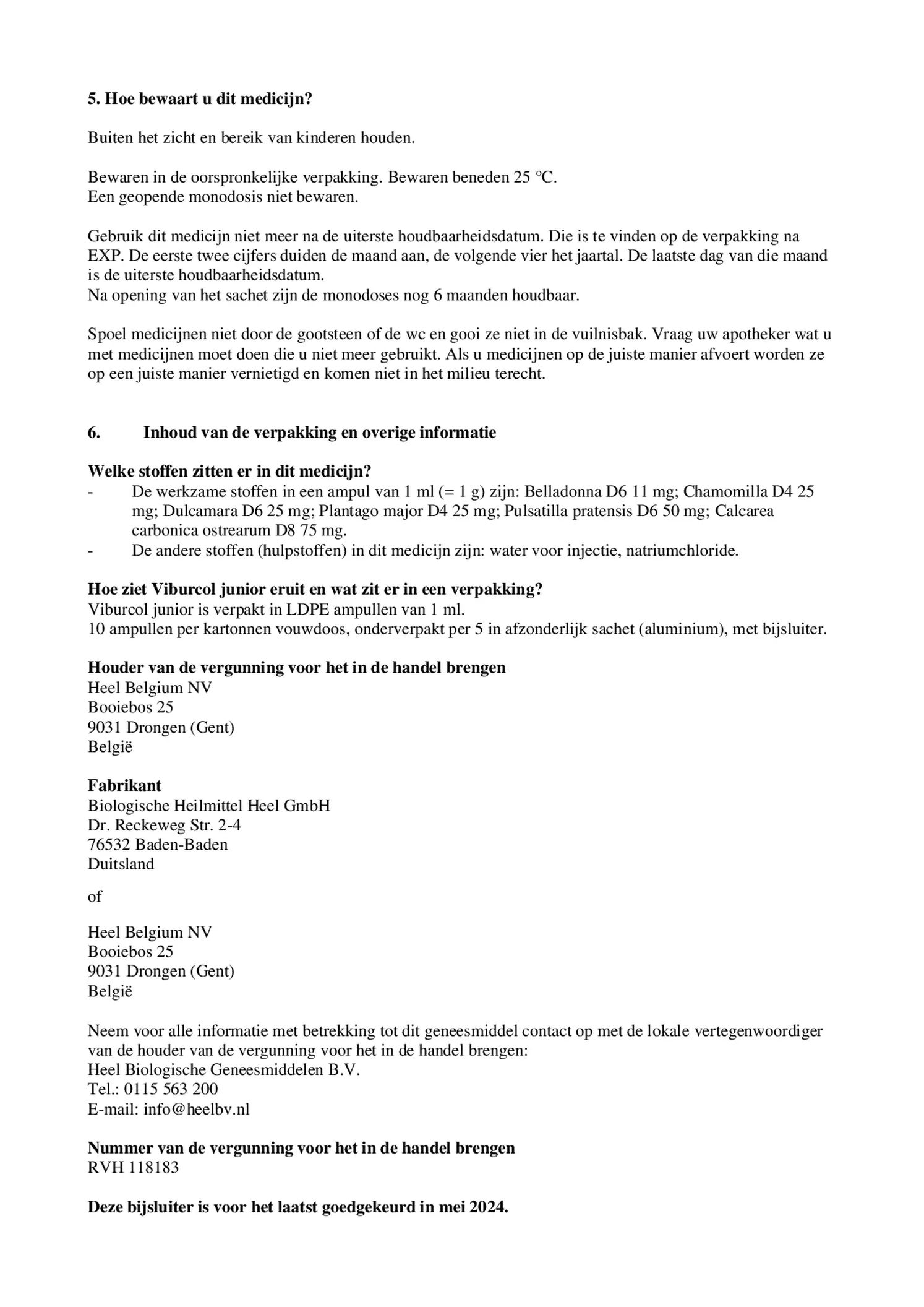 Viburcol Junior Ampullen afbeelding van document #3, bijsluiter