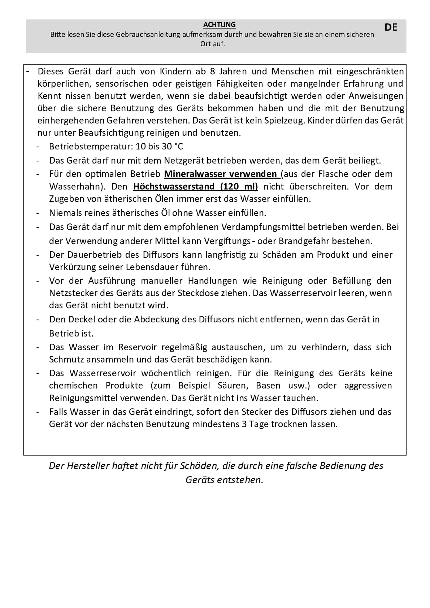 Space Aroma Diffuser afbeelding van document #11, gebruiksaanwijzing