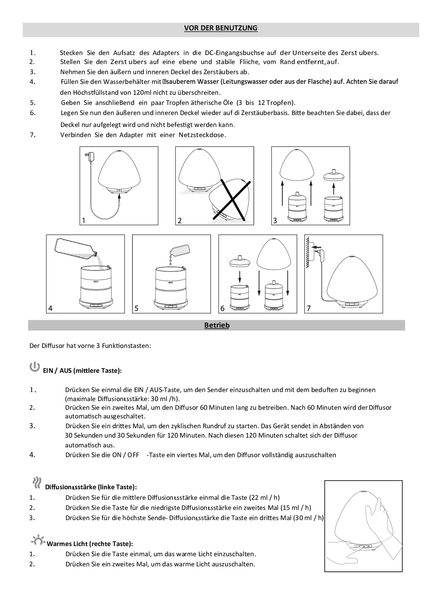 Space Aroma Diffuser afbeelding van document #12, gebruiksaanwijzing