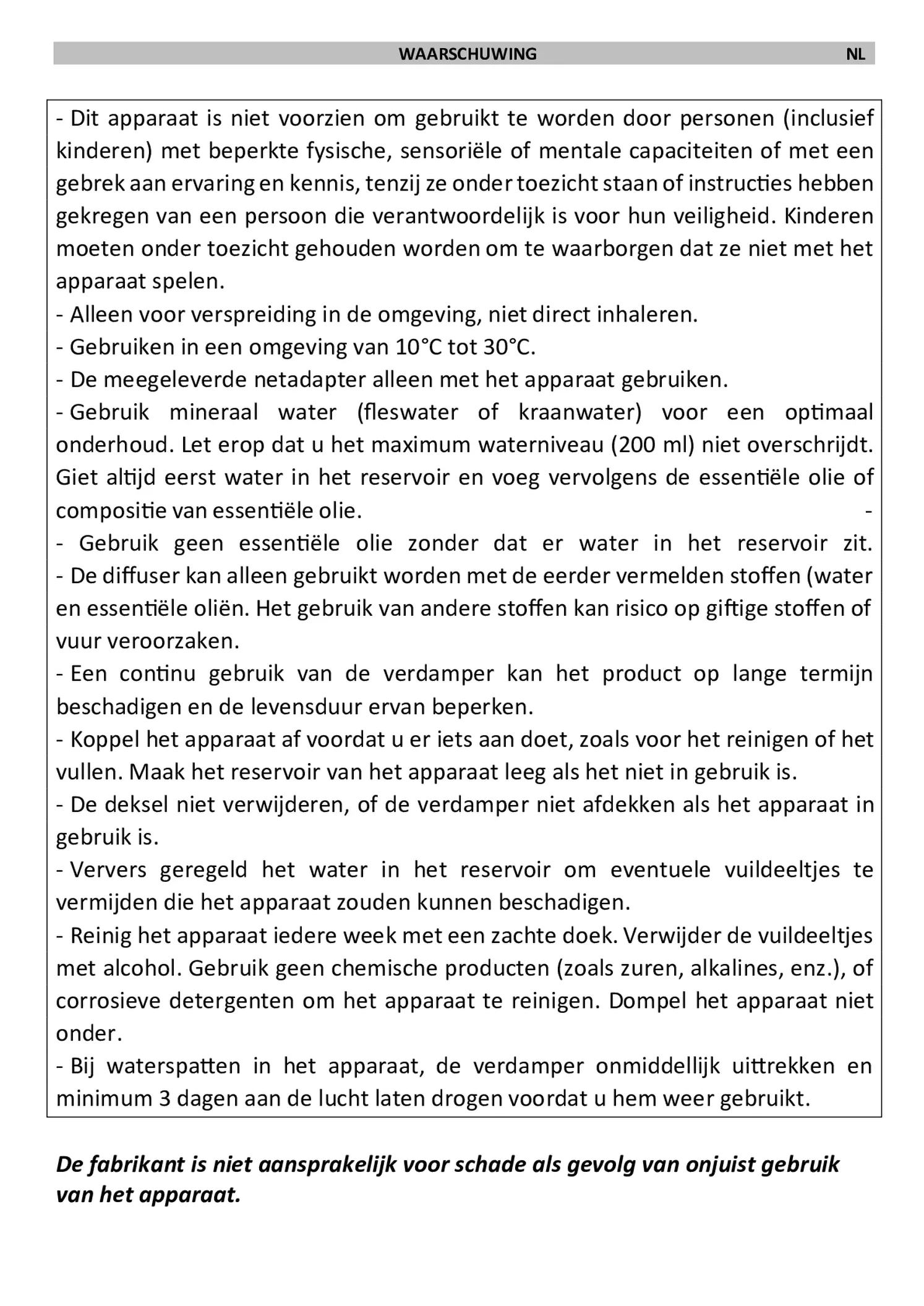 Space Aroma Diffuser afbeelding van document #2, gebruiksaanwijzing