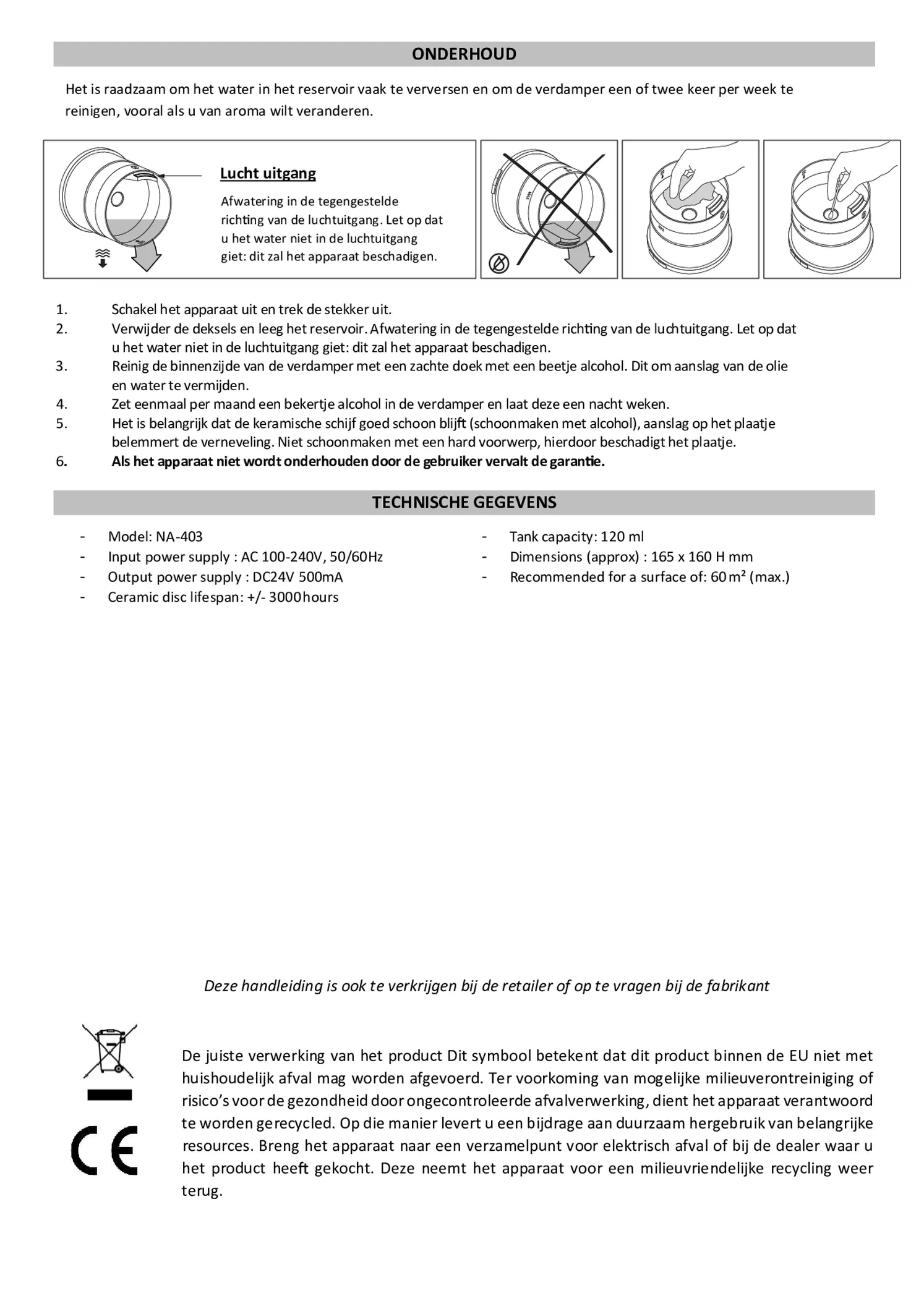 Space Aroma Diffuser afbeelding van document #4, gebruiksaanwijzing