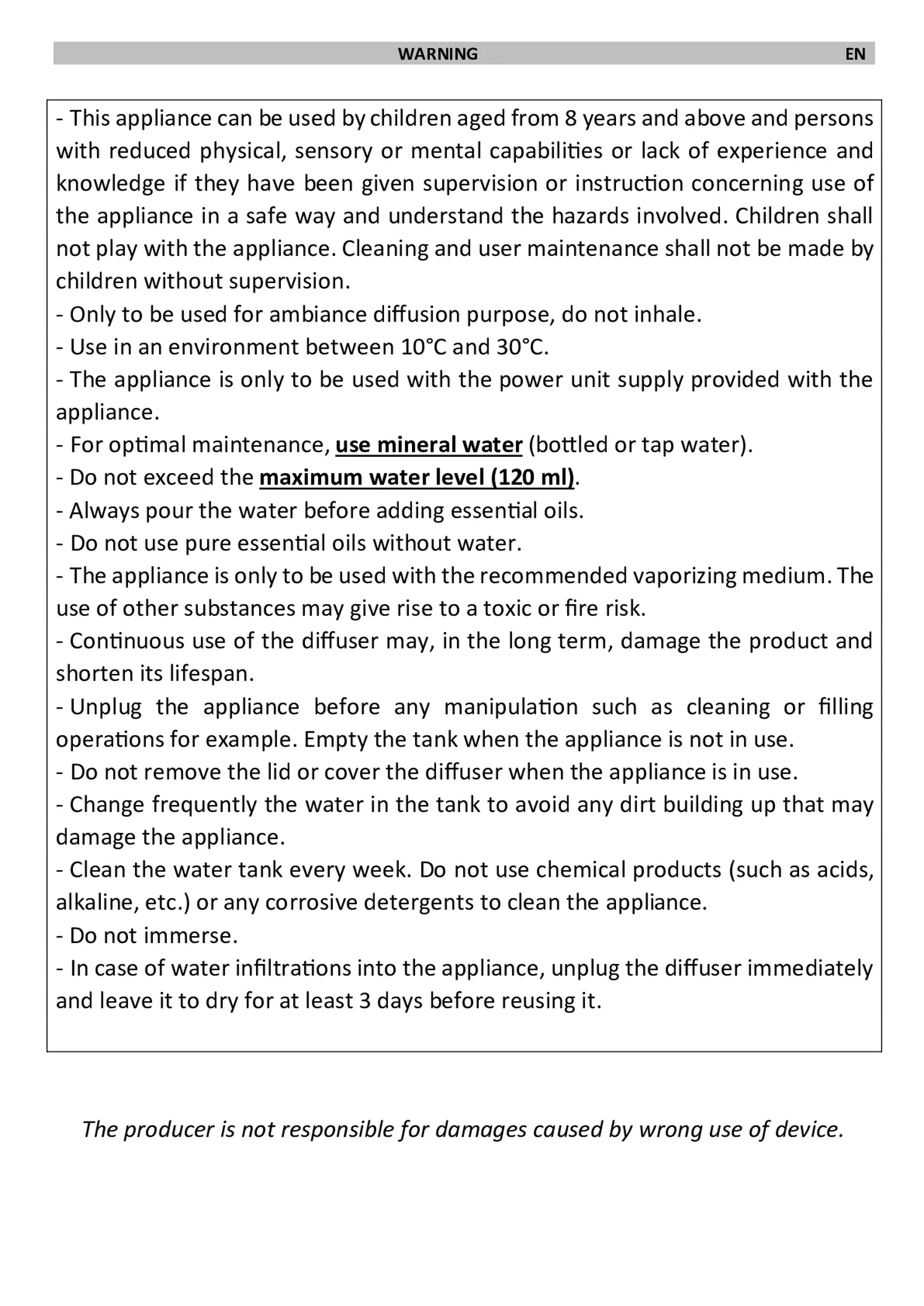 Space Aroma Diffuser afbeelding van document #5, gebruiksaanwijzing