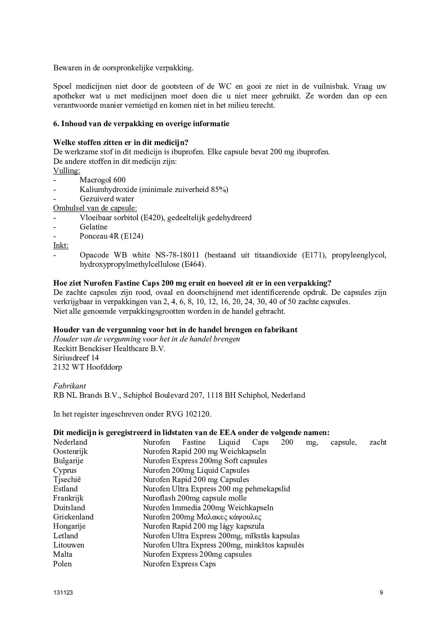 Fastine 200mg Ibuprofen Capsules afbeelding van document #9, bijsluiter