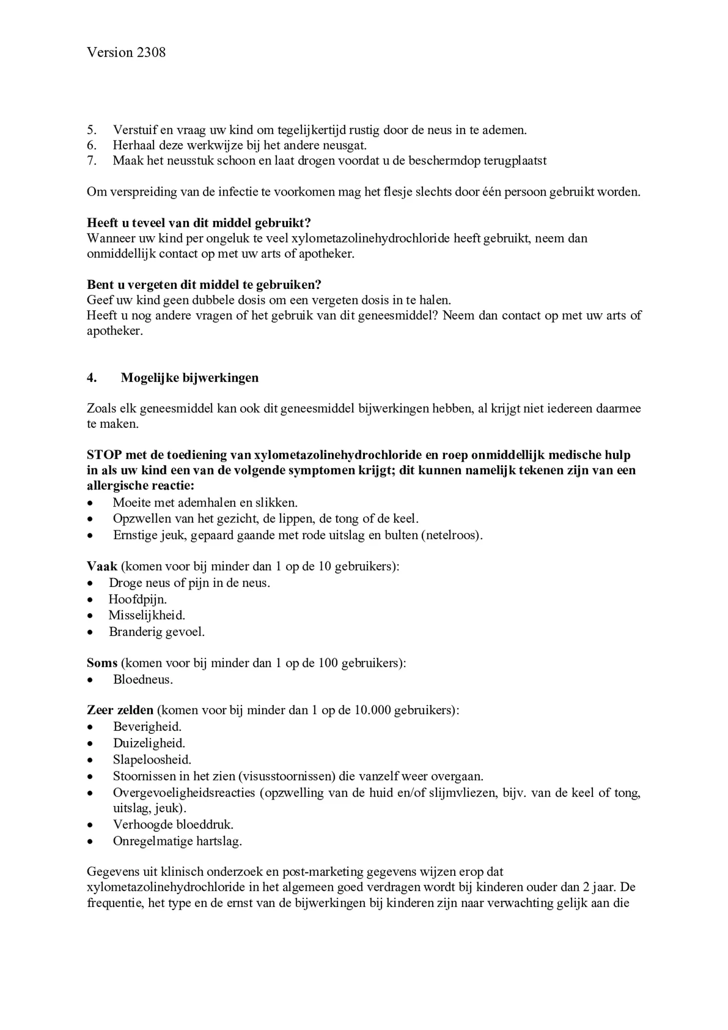 Xylometazoline HCl neusspray 0.5 mg/ml afbeelding van document #4, bijsluiter