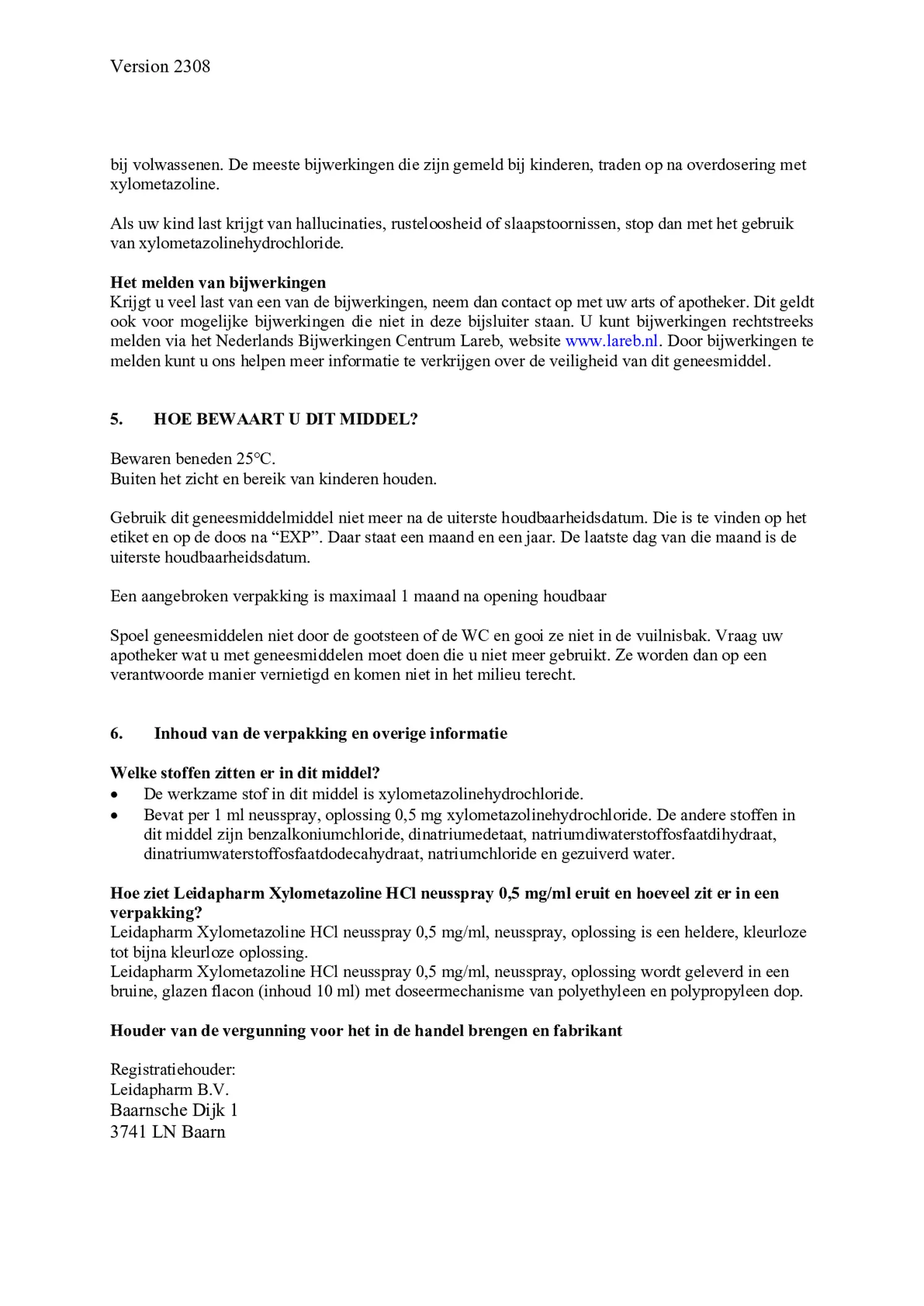 Xylometazoline HCl neusspray 0.5 mg/ml afbeelding van document #5, bijsluiter