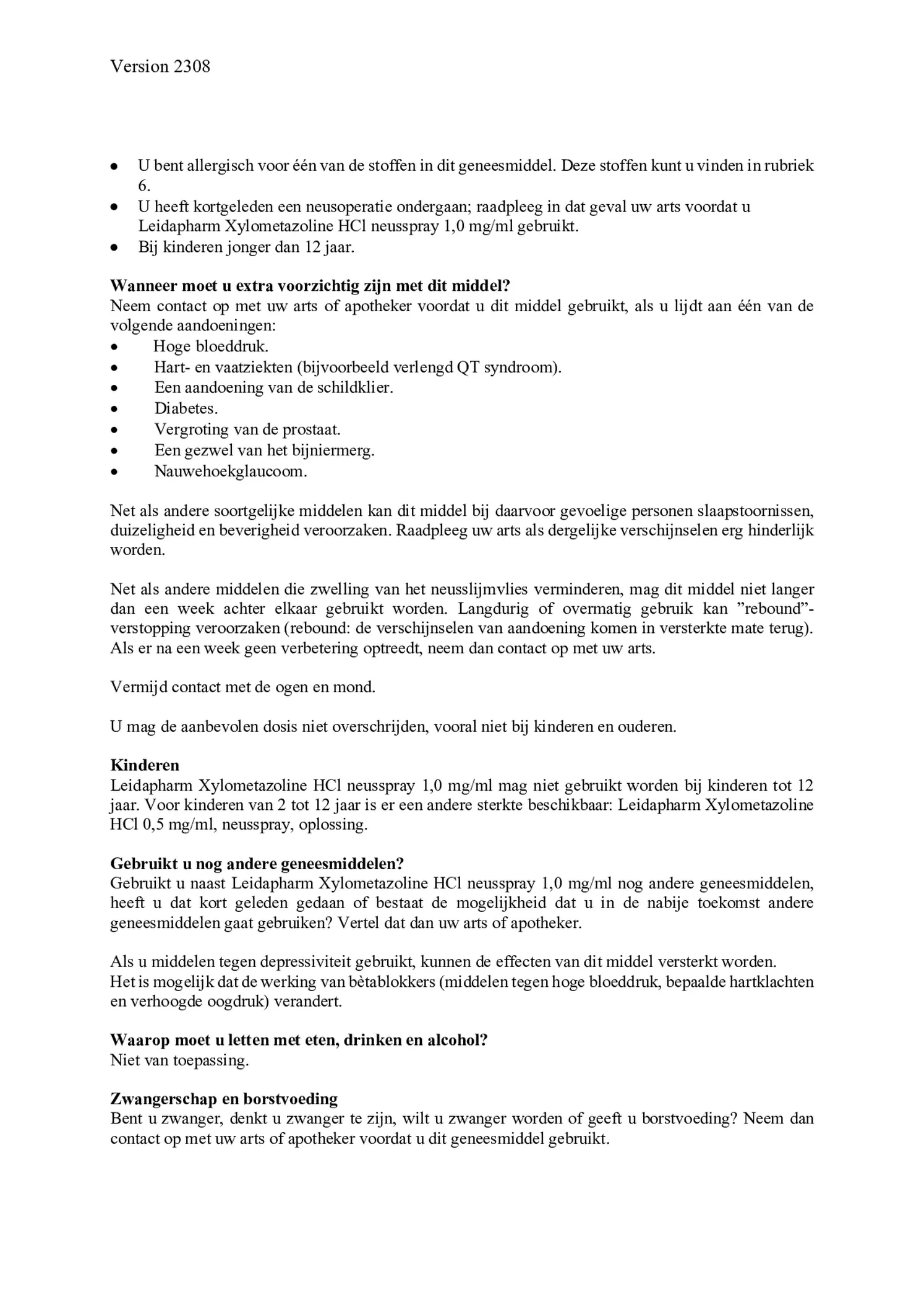 Neusspray Xylometazoline HCl 1 mg/ml afbeelding van document #2, bijsluiter