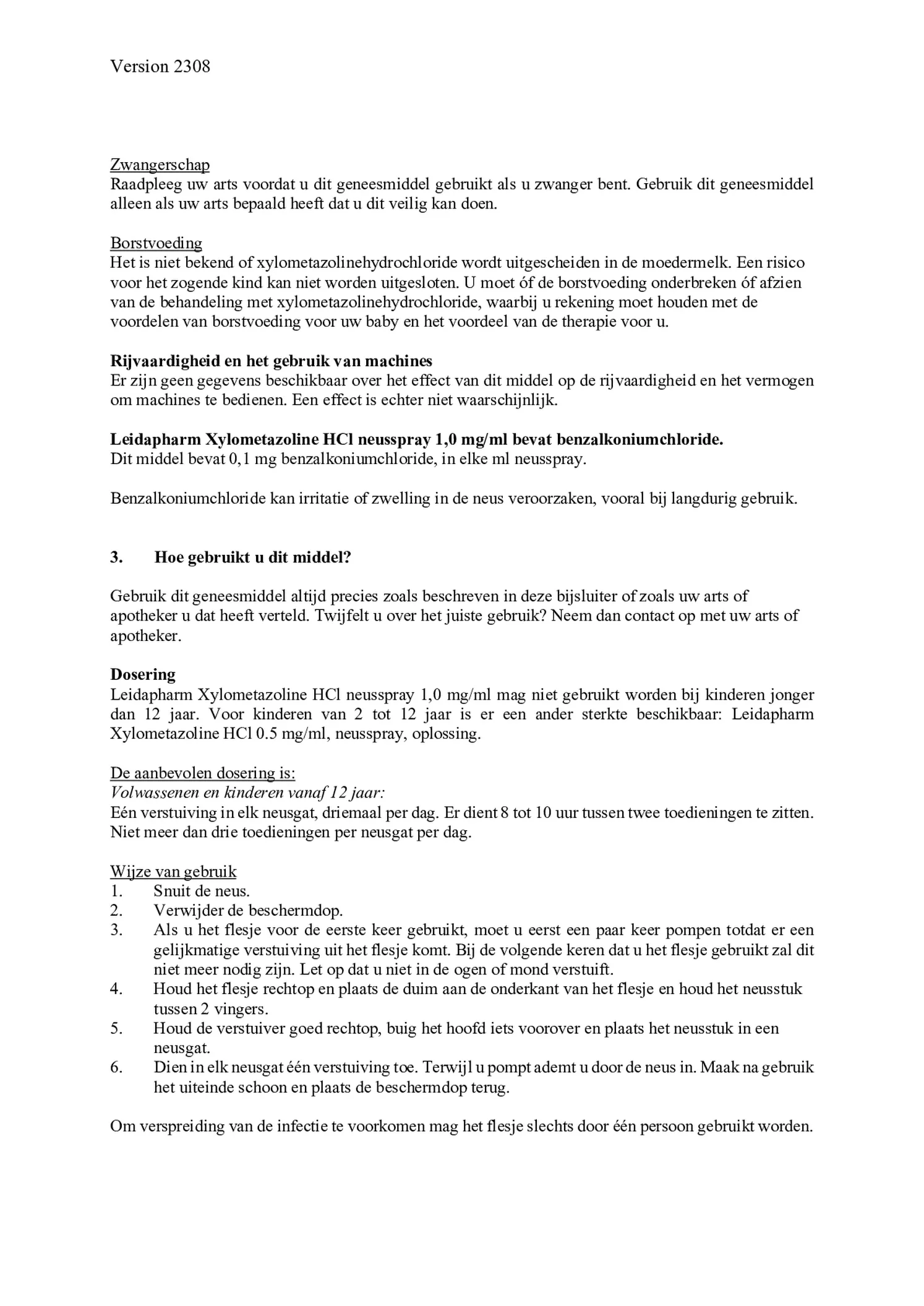 Neusspray Xylometazoline HCl 1 mg/ml afbeelding van document #3, bijsluiter