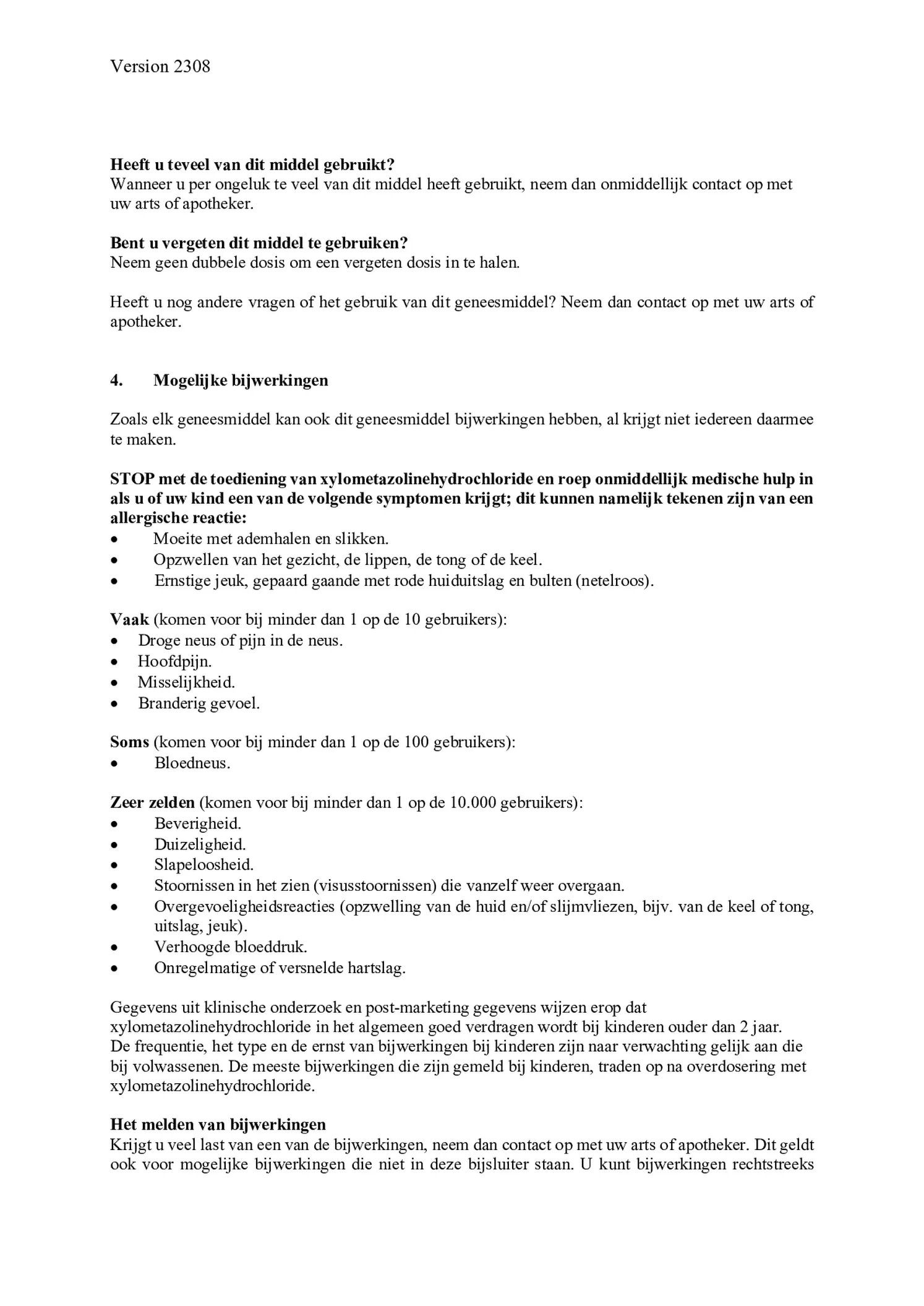 Neusspray Xylometazoline HCl 1 mg/ml afbeelding van document #4, bijsluiter
