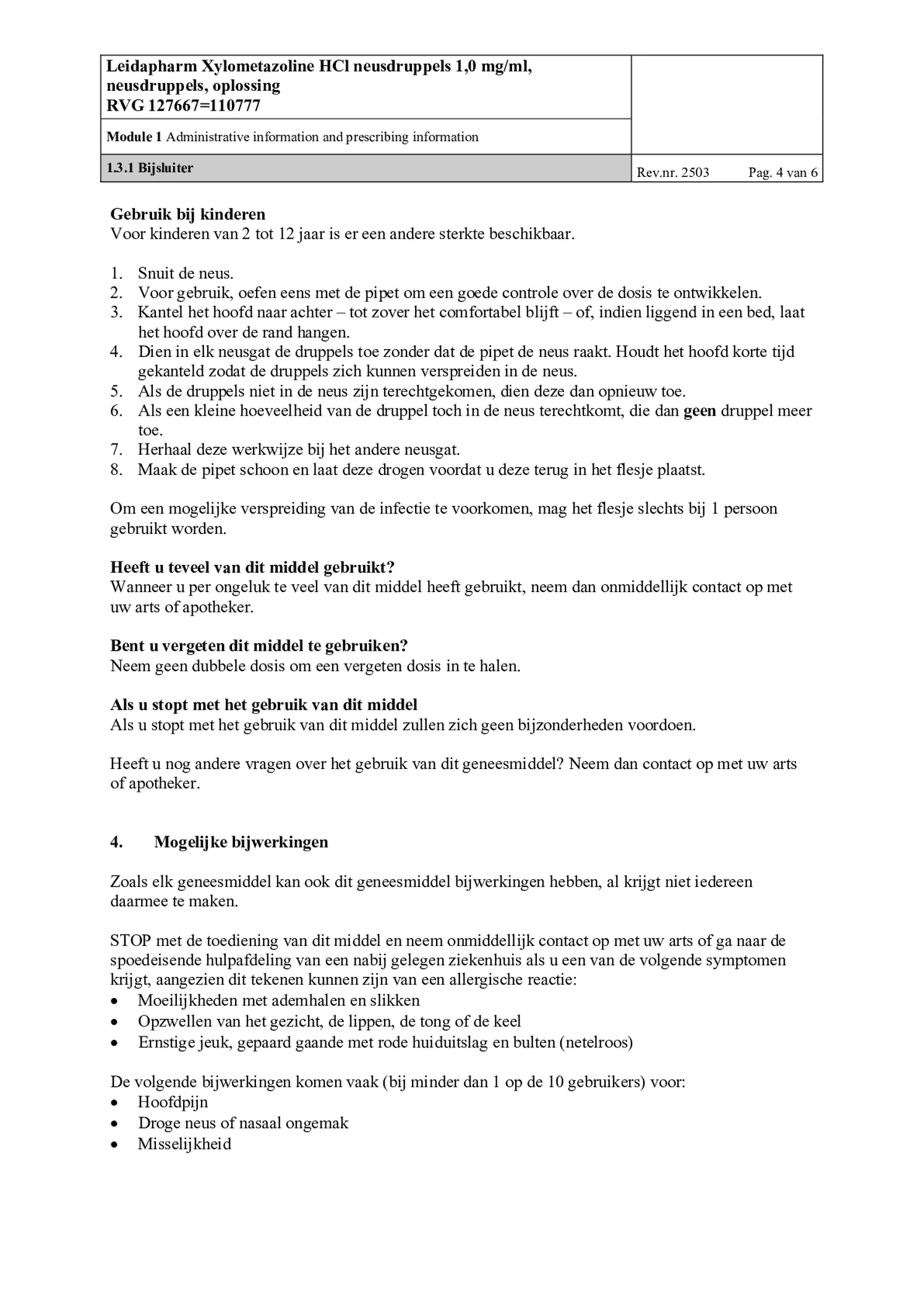 Neusdruppels Xylometazoline HCl 1 mg/ml afbeelding van document #4, bijsluiter