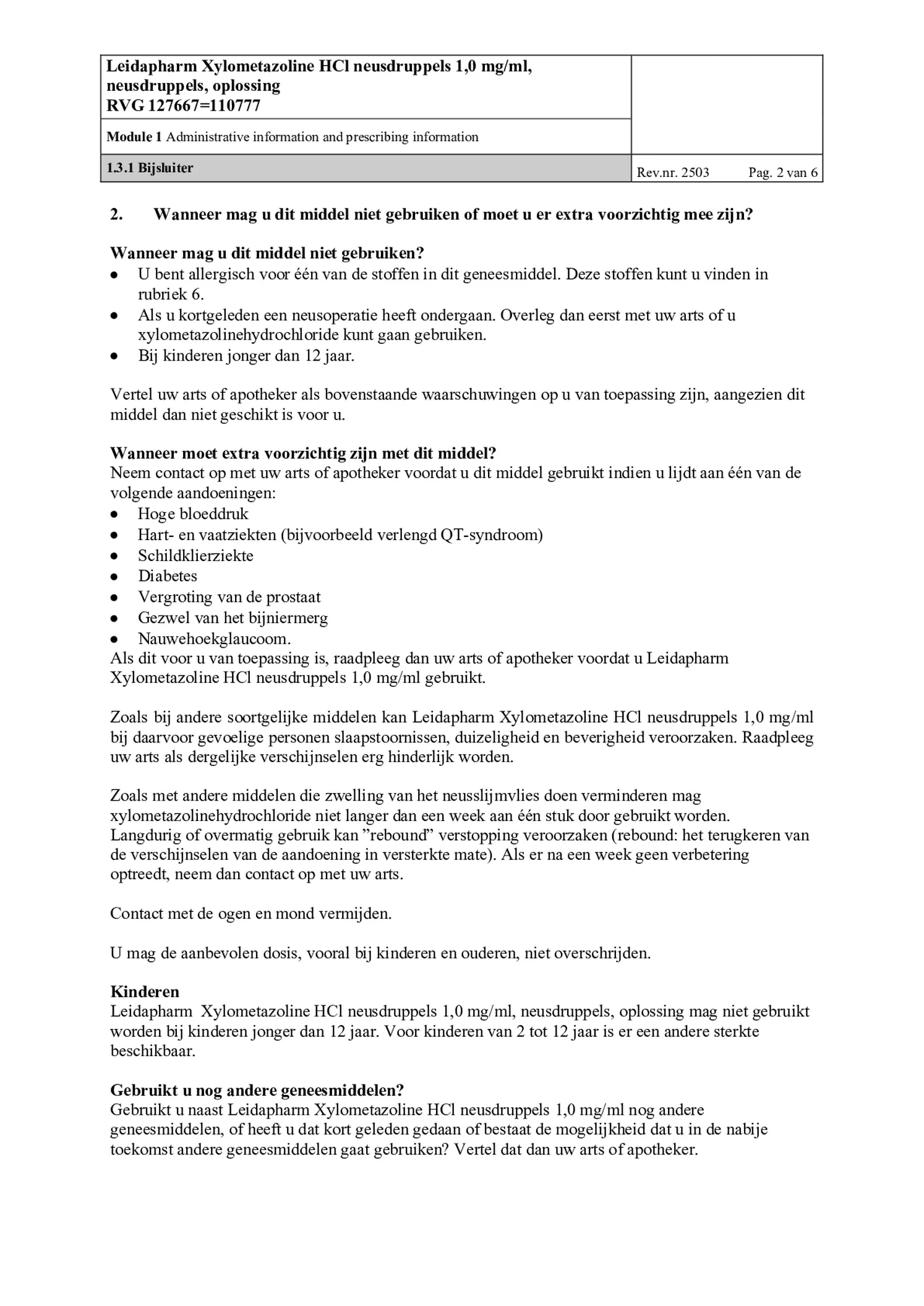 Neusdruppels Xylometazoline HCl 1 mg/ml afbeelding van document #2, bijsluiter