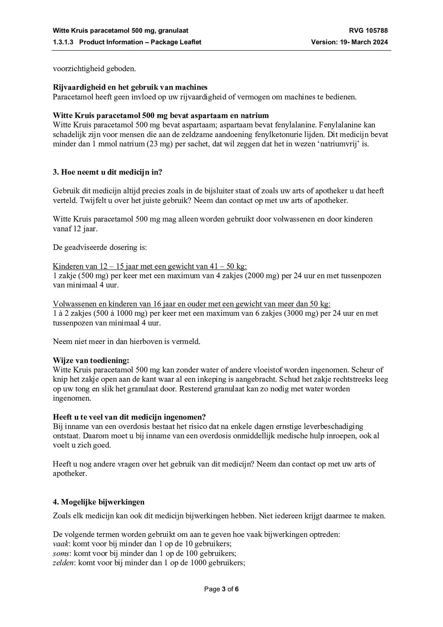 Paracetamol 500mg Granulaat afbeelding van document #3, bijsluiter