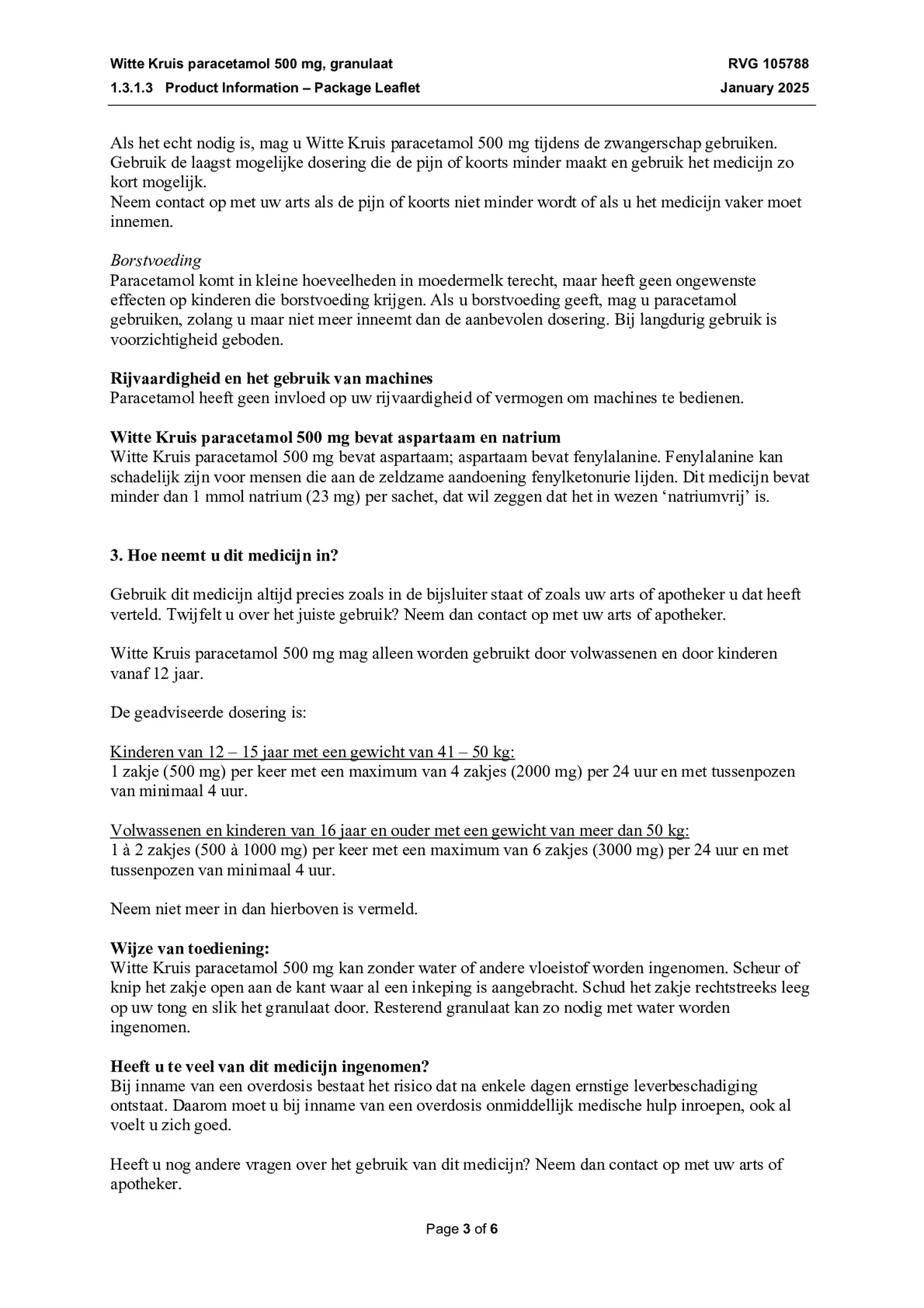 Paracetamol 500mg Granulaat afbeelding van document #3, bijsluiter