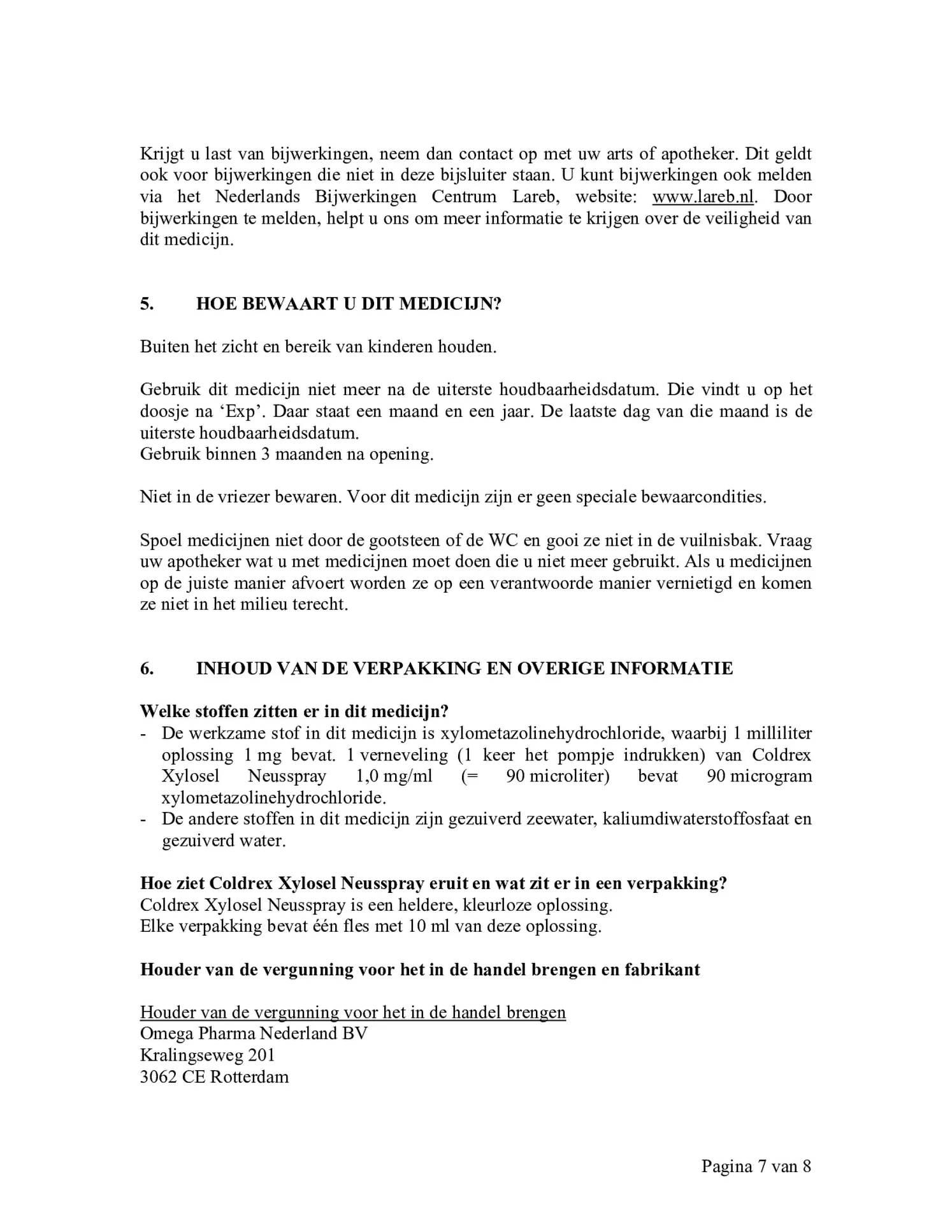 Neusspray Xylosel 1mg/ml - xylometazoline neusspray bij neusverkoudheid afbeelding van document #7, bijsluiter